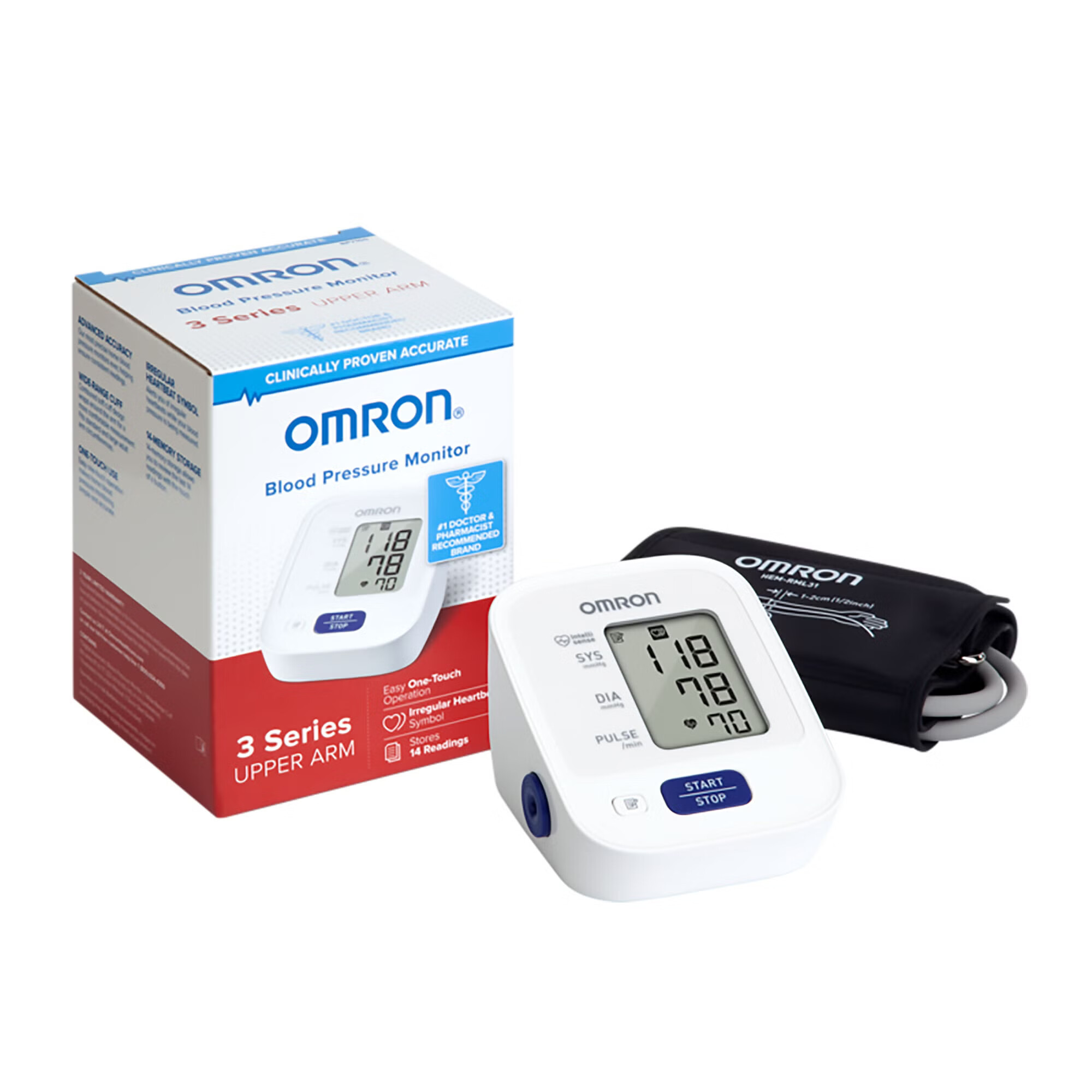 Emerson Healthcare - BP7100 Home Automatic Digital Blood Pressure Monitor Omron®3 Series™ Wide Range Adult Cuff Arm Nylon Cuff 23 - 43 cm Desk Model