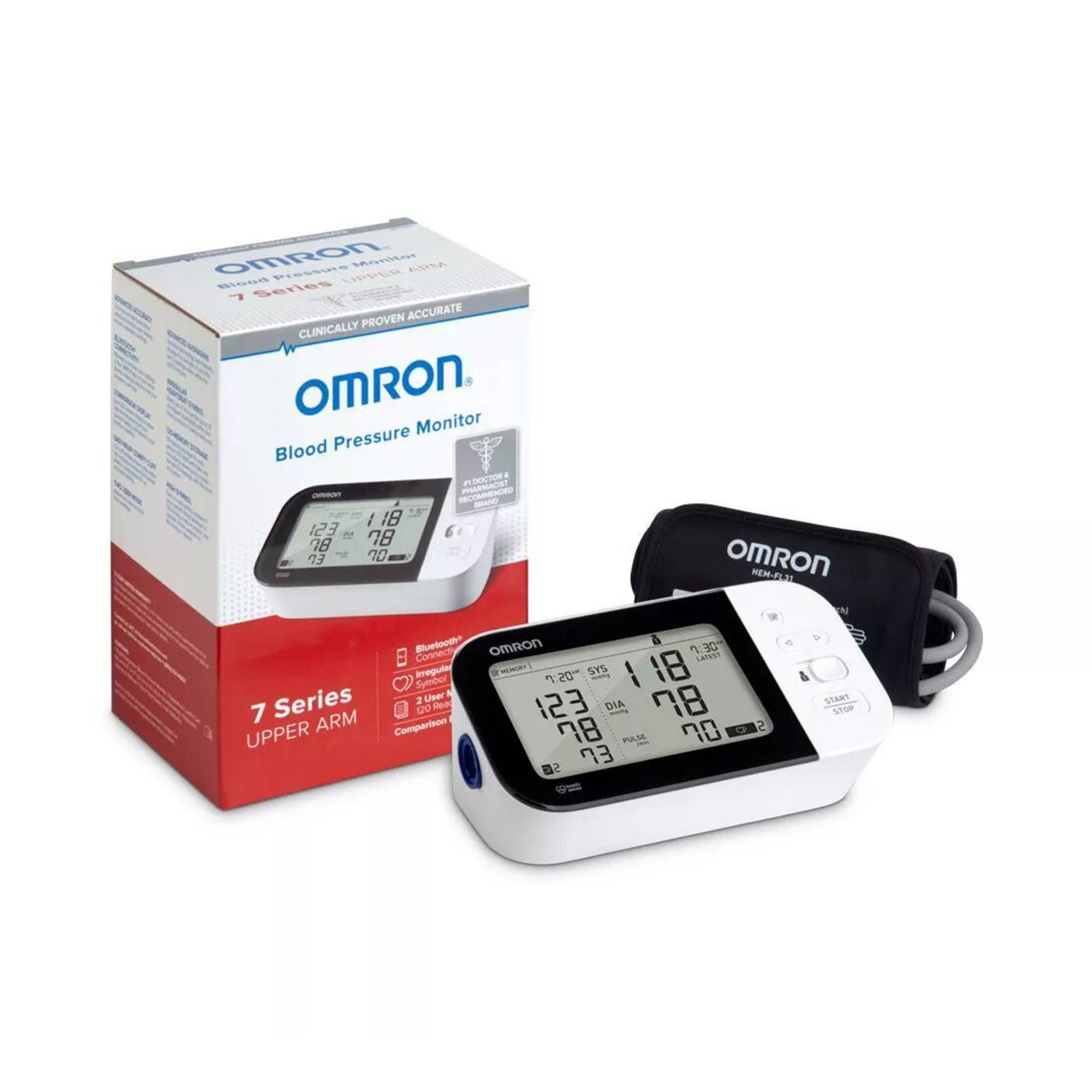 Emerson Healthcare - BP7350 Home Automatic Digital Blood Pressure Monitor Omron®7 Series™ Wide Range Adult Cuff Arm Nylon Cuff 23 - 43 cm Desk Model