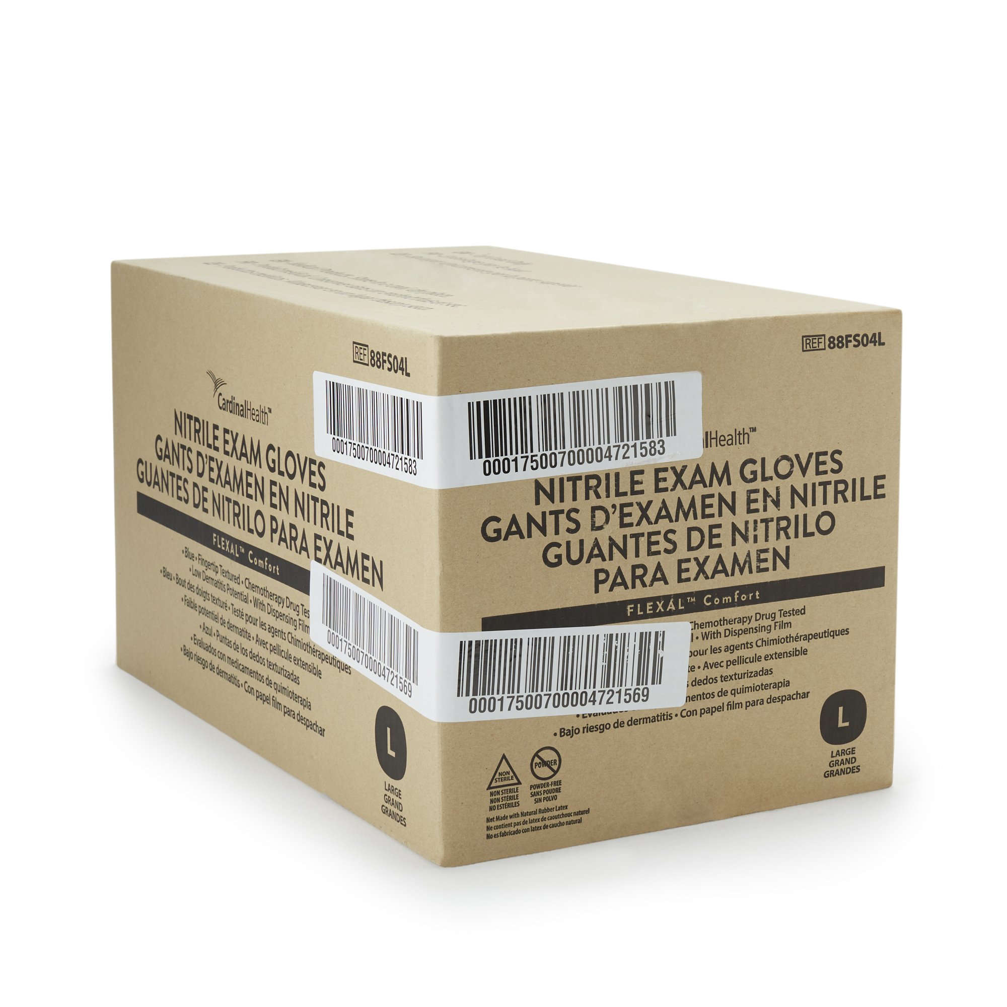 Cardinal 88FS04L - Flexal™ Comfort Nitrile Exam Glove, Large, Blue - 250/Box, 2500/Case