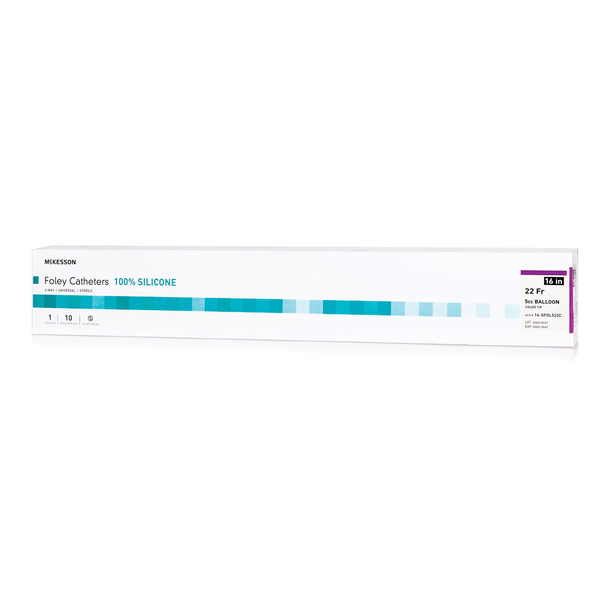 McKesson Brand - 16-SFOL522C Foley Catheter McKesson 2-Way Coude Tip 5 cc Balloon 22 Fr. Silicone