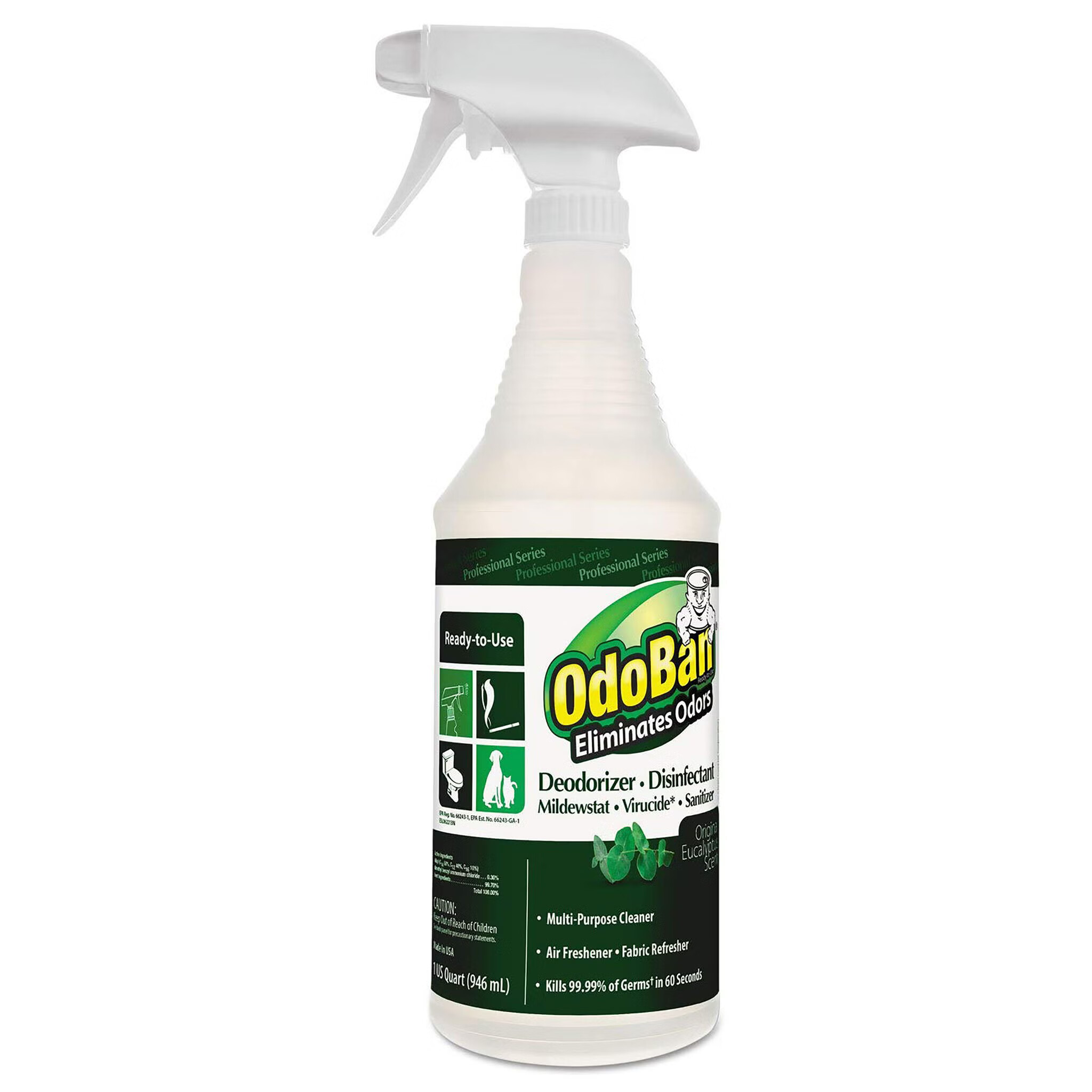 RJ Schinner Co - 910062-QC12 Deodorizer OdoBan® Liquid 32 oz. Bottle Eucalyptus Scent