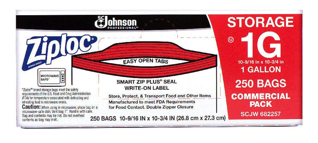 RJ Schinner Co - 682257 Reclosable Bag Ziploc® 10-9/16 X 10-3/4 Inch Polyethylene Clear / White Block Zipper Closure