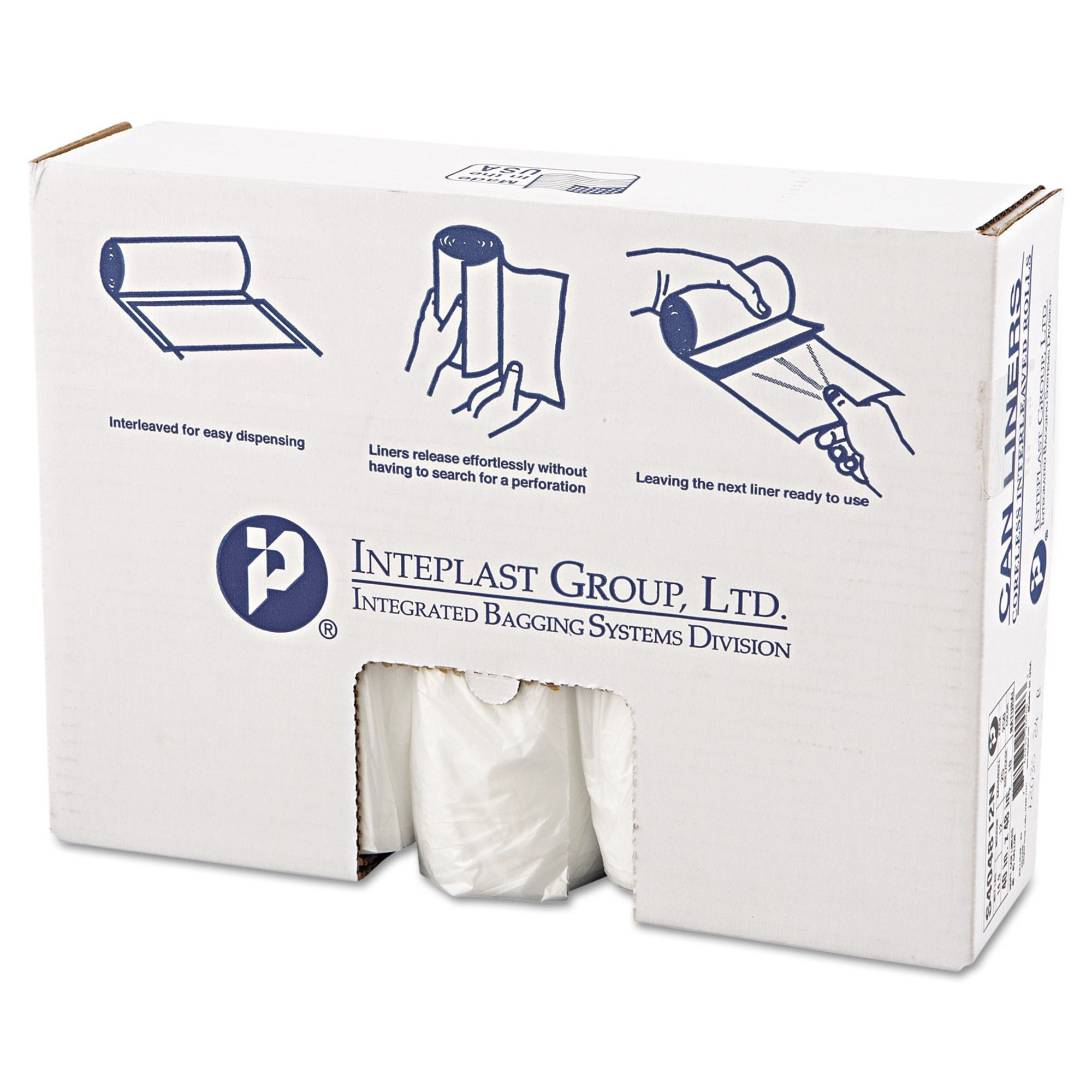 Essendant Co-United Stationers - IBSS404812N Trash Bag Inteplast Group 45 gal. 12 Mic. 40 X 48 Inch Clear Medium Duty Star Seal Bottom Coreless Roll