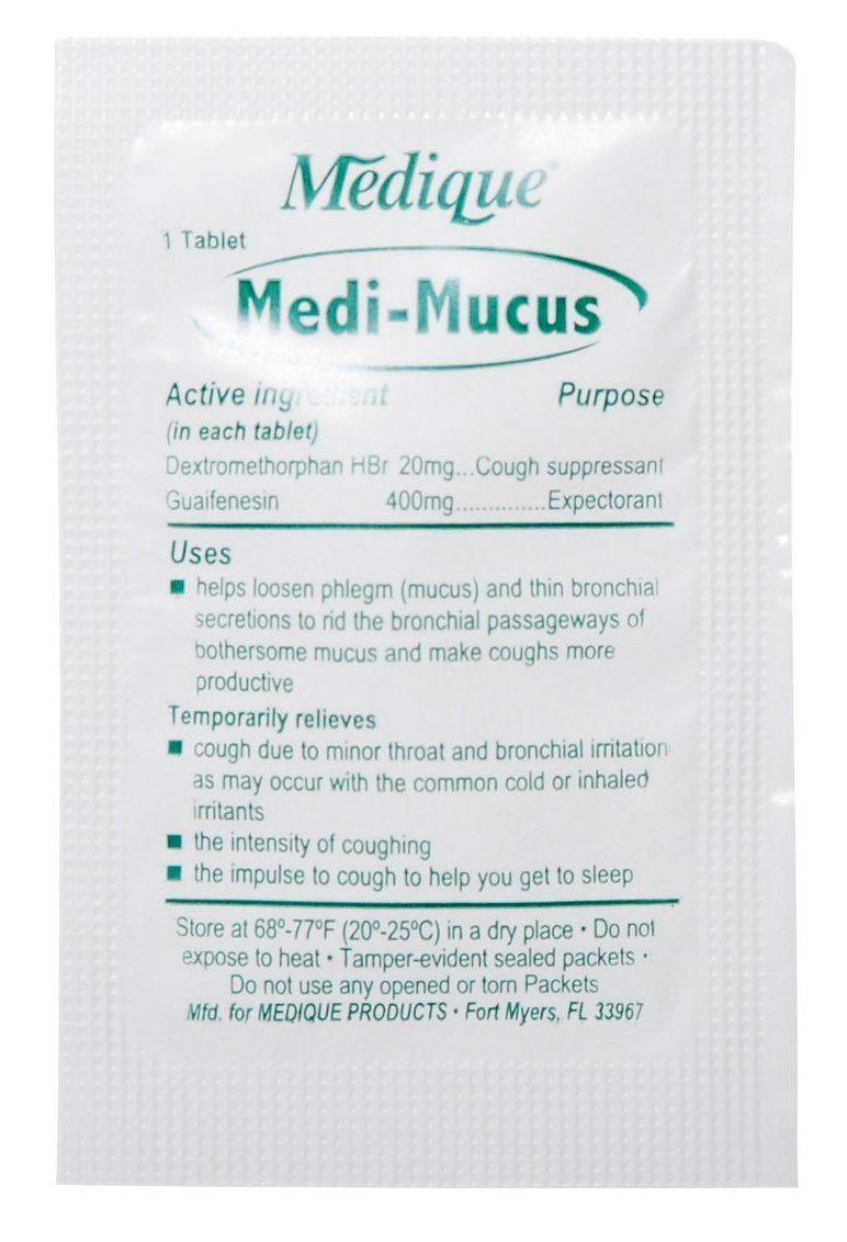 Medique Products 34550 - Medique® Medi-Mucus Cough Suppressant and Expectorant Cold & Cough Relief Tablet - 50/Box, 1200/Case