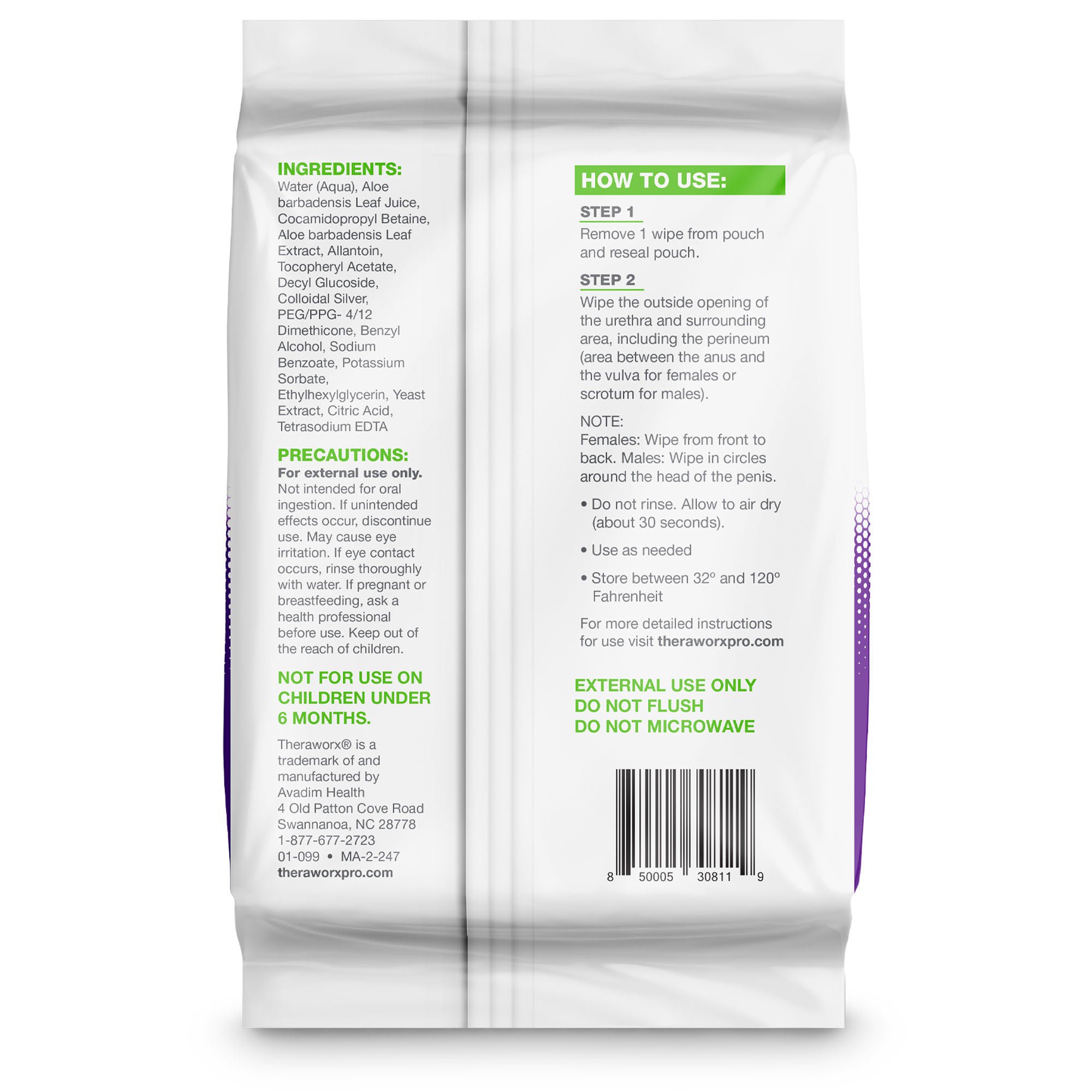 Avadim - 01-099 Personal Hygiene Barrier Wipe Theraworx® Protect Soft Pack Lavender Scent 60 Count