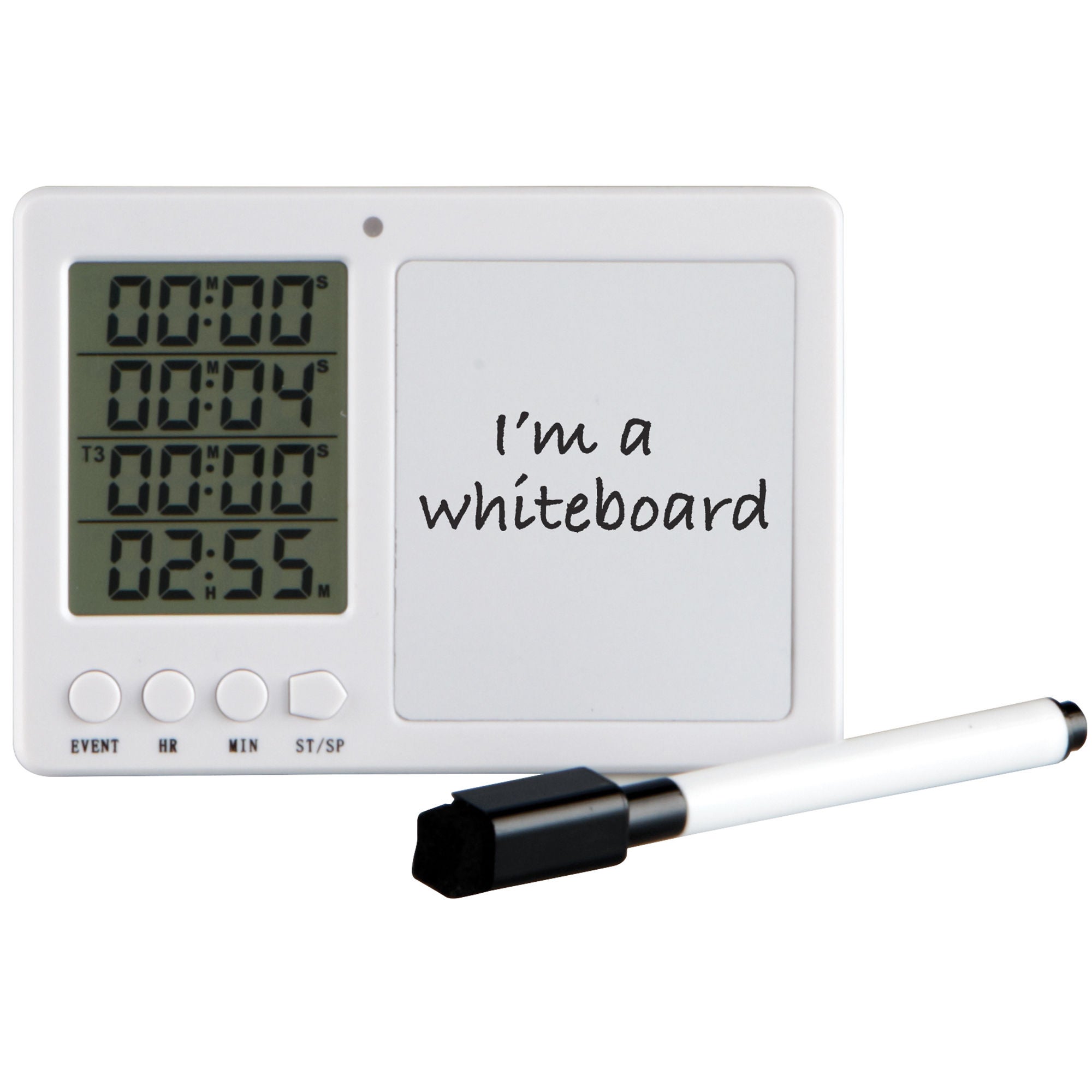 Heathrow Scientific LLC - 120365 Timer with Whiteboard Count Up or Down to 24 Hours and 59 Minutes, 4 Timer Channels