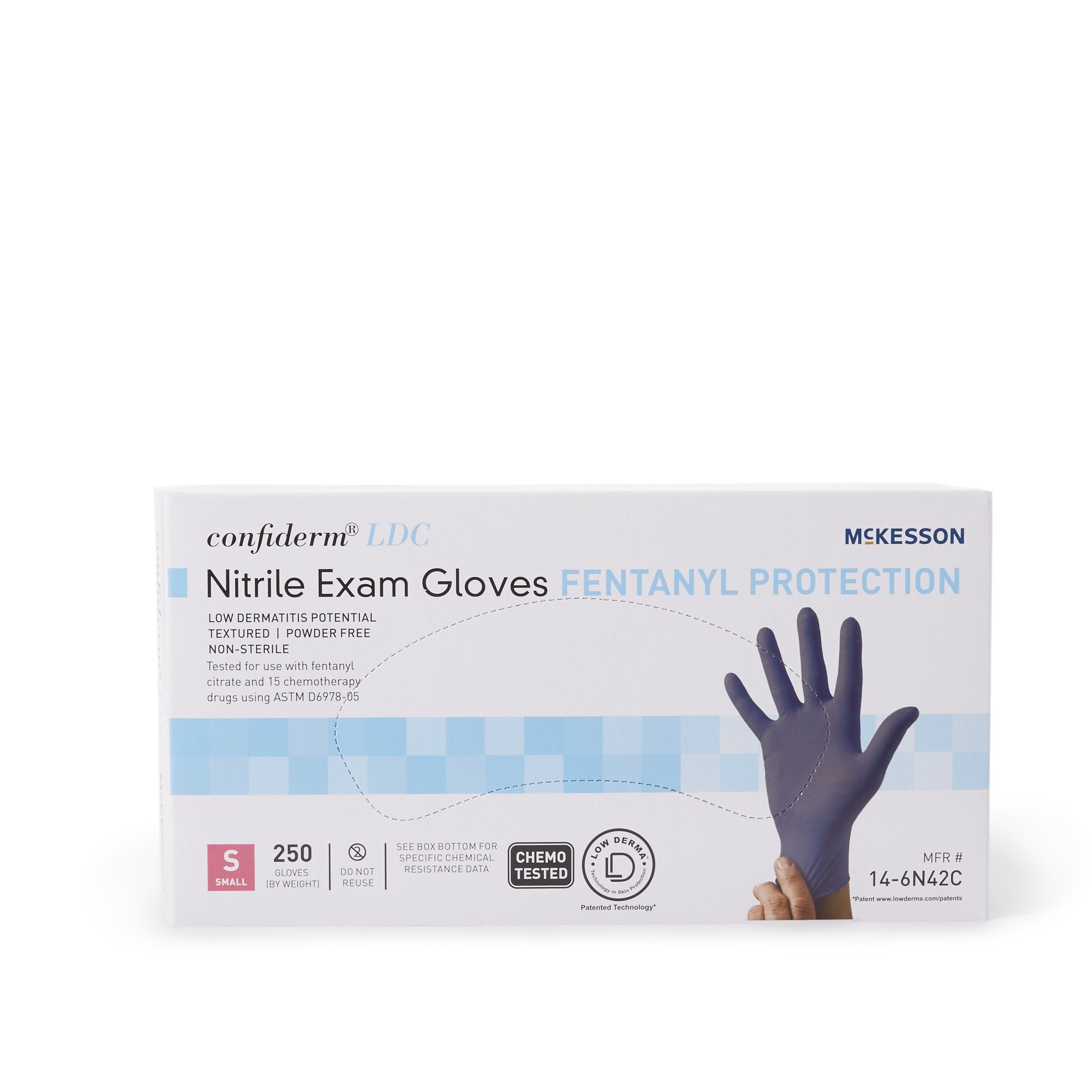 McKesson Brand 14-6N42C - McKesson Confiderm® LDC Nitrile Exam Glove, Small, Blue - 250/Box, 2500/Case