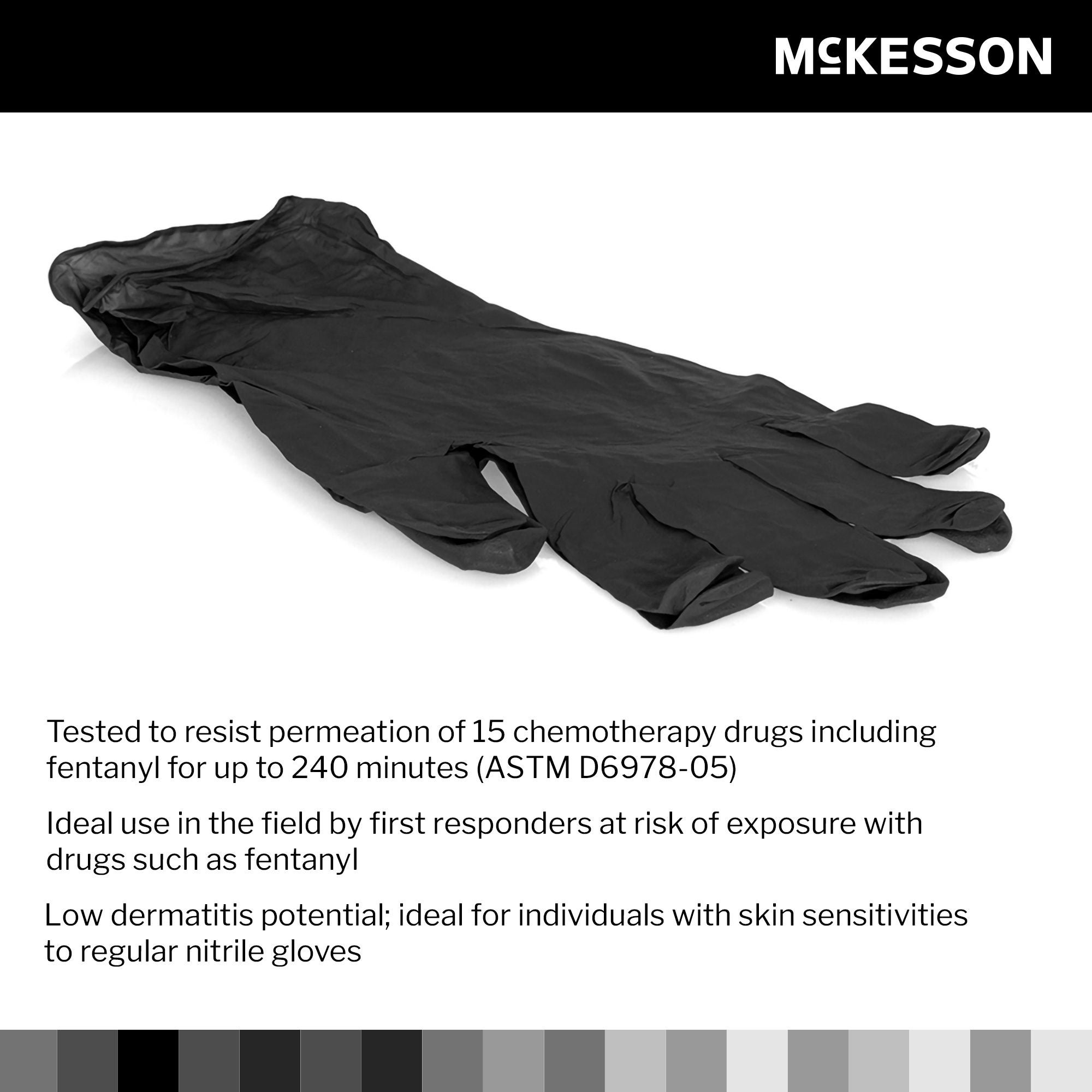 McKesson Brand - 14-6N52C Exam Glove McKesson Confiderm® LDC Small 250 per Box NonSterile Nitrile Standard Cuff Length Fully Textured Black Chemo Tested / Fentanyl Tested