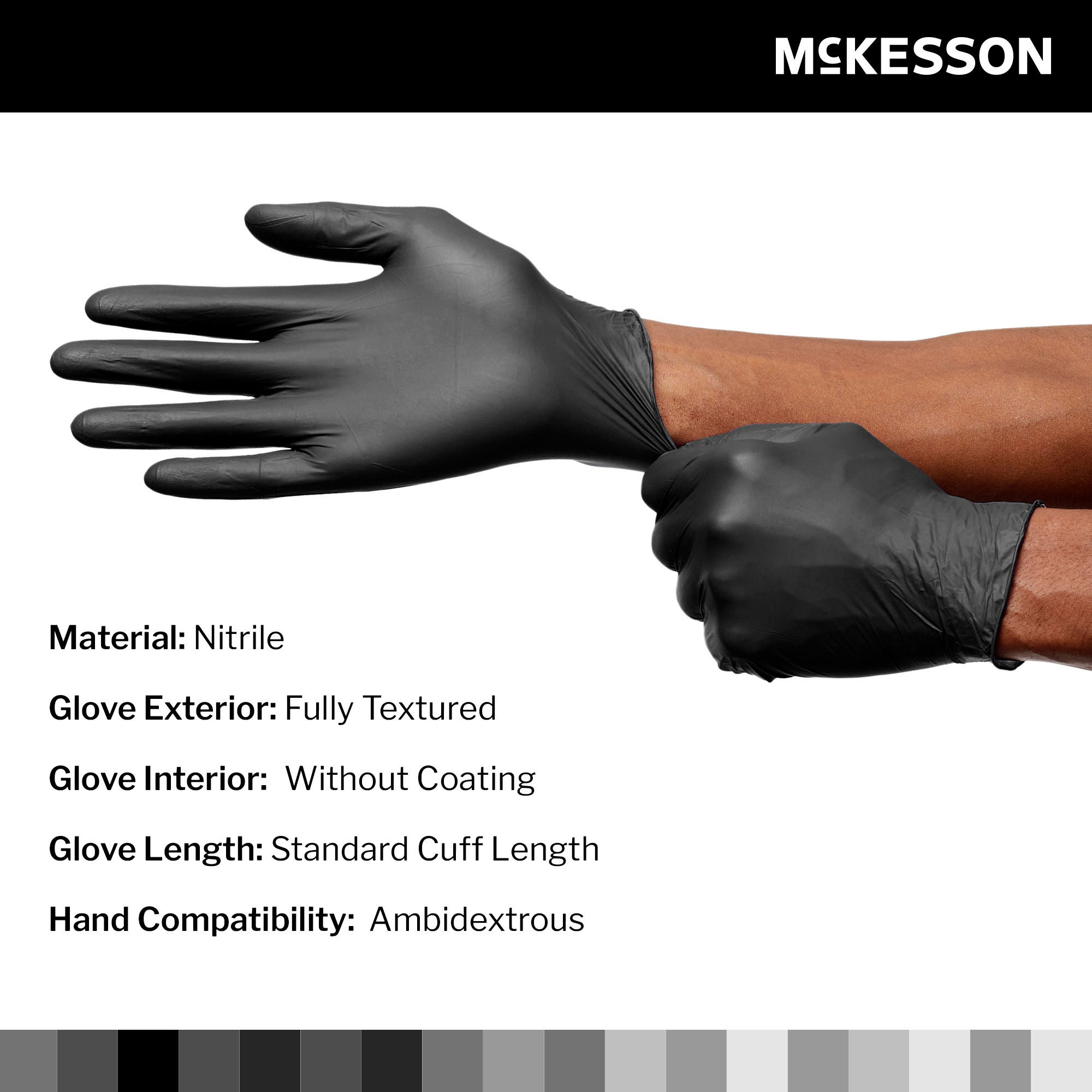 McKesson Brand - 14-6N54C Exam Glove McKesson Confiderm® LDC Medium 250 per Box NonSterile Nitrile Standard Cuff Length Fully Textured Black Chemo Tested / Fentanyl Tested