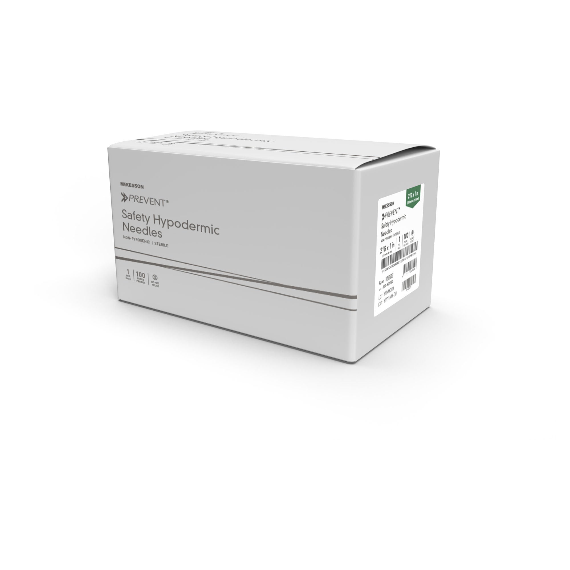McKesson Brand - 102-N2705S3 Safety Hypodermic Needle McKesson Prevent® 1/2 Inch Length 27 Gauge Regular Wall Hinged Safety Needle