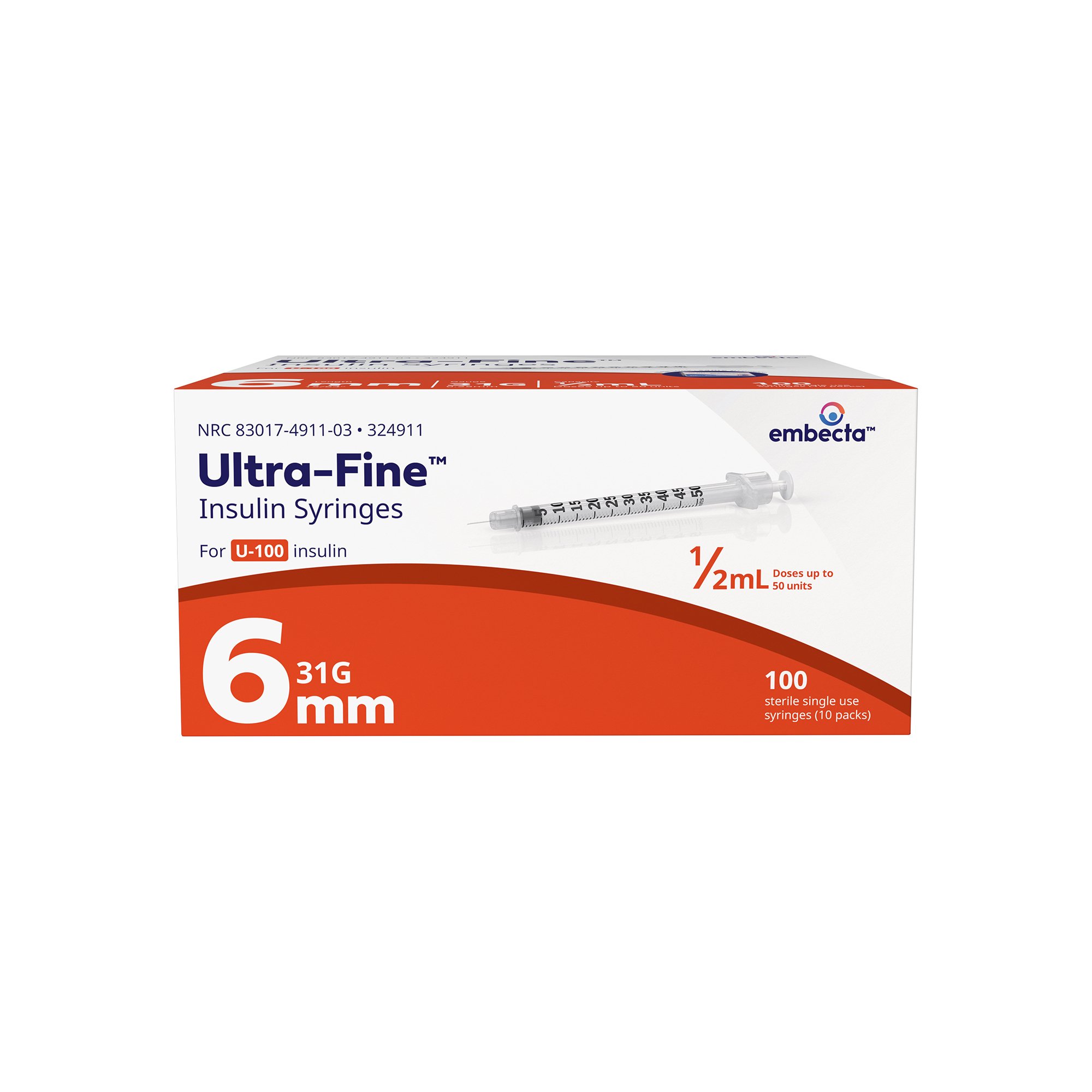Veo Ultra-Fine Standard Insulin Syringe with Needle 324911 by Embecta Medical II