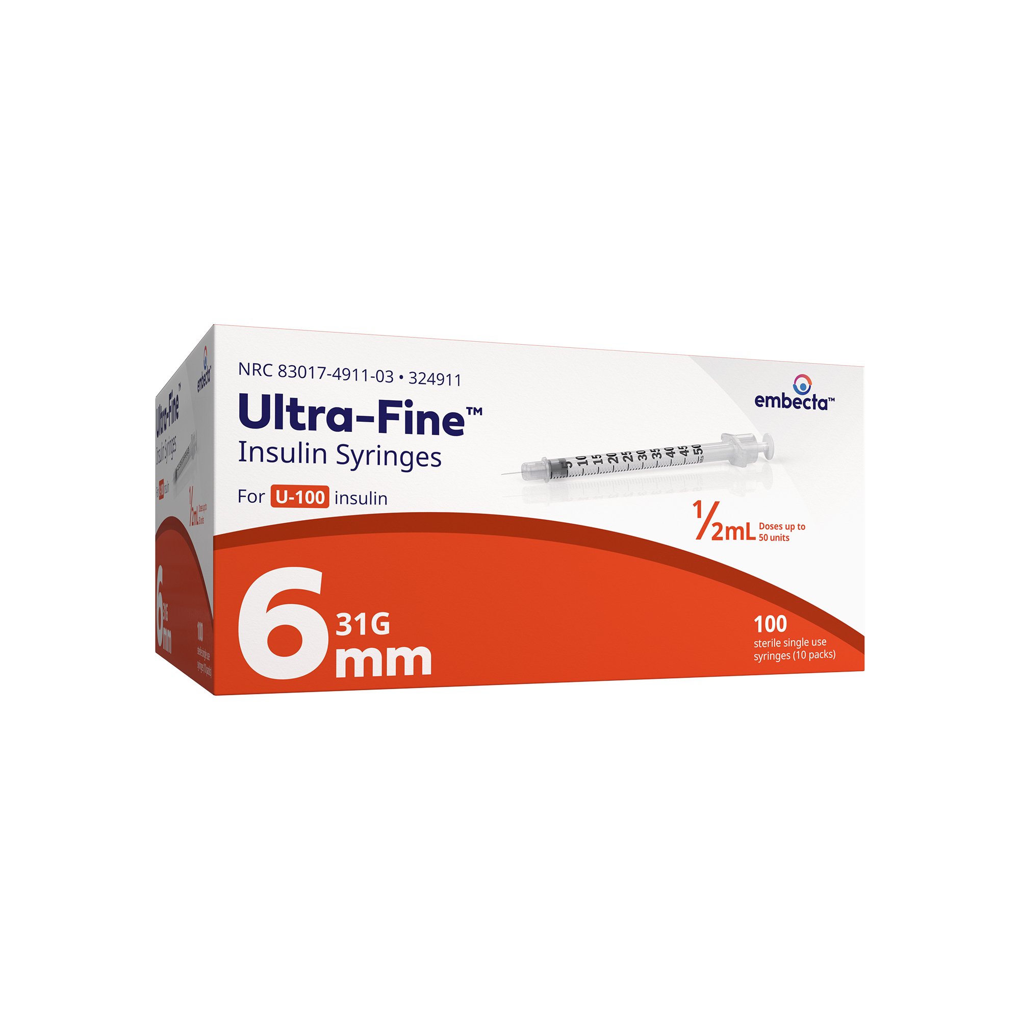 Veo Ultra-Fine Standard Insulin Syringe with Needle 324911 by Embecta Medical II