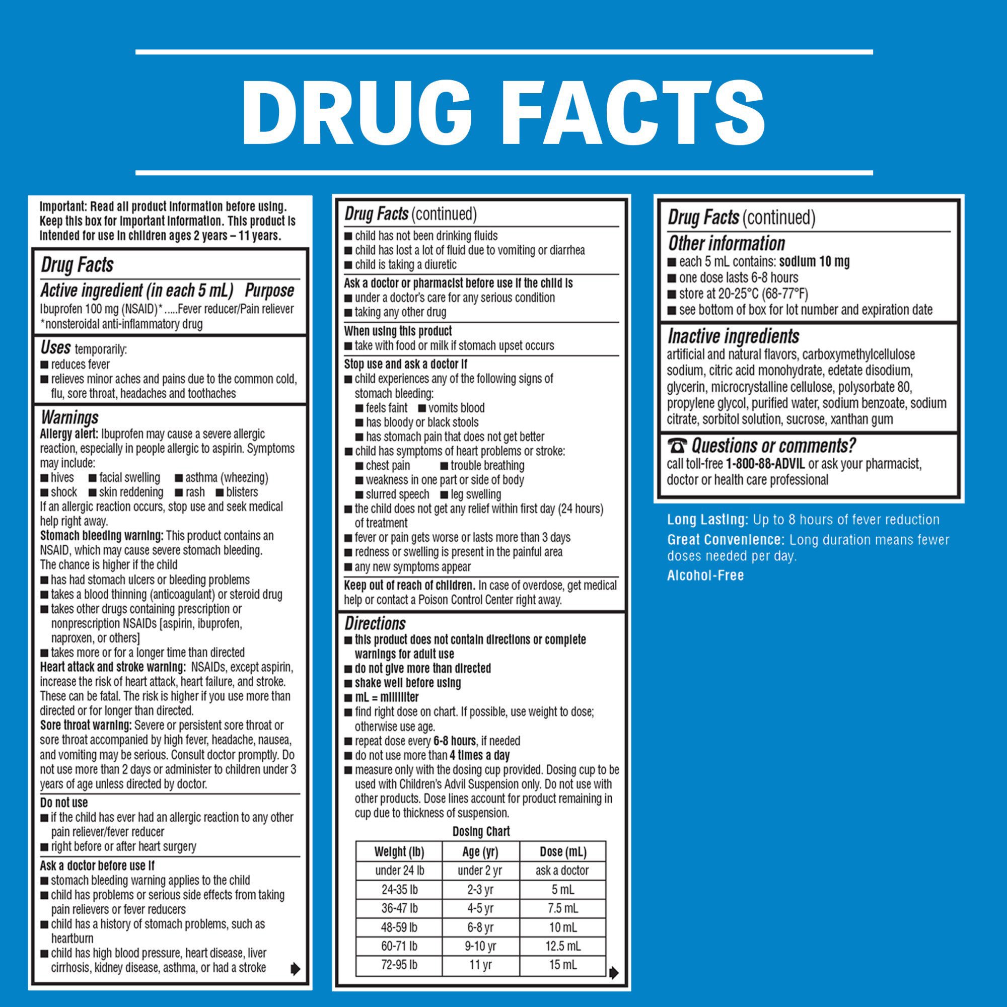 Glaxo Consumer Products 00573117412 - Children's Advil® Ibuprofen Children's Pain Relief, Blue Raspberry flavor - 1/Each