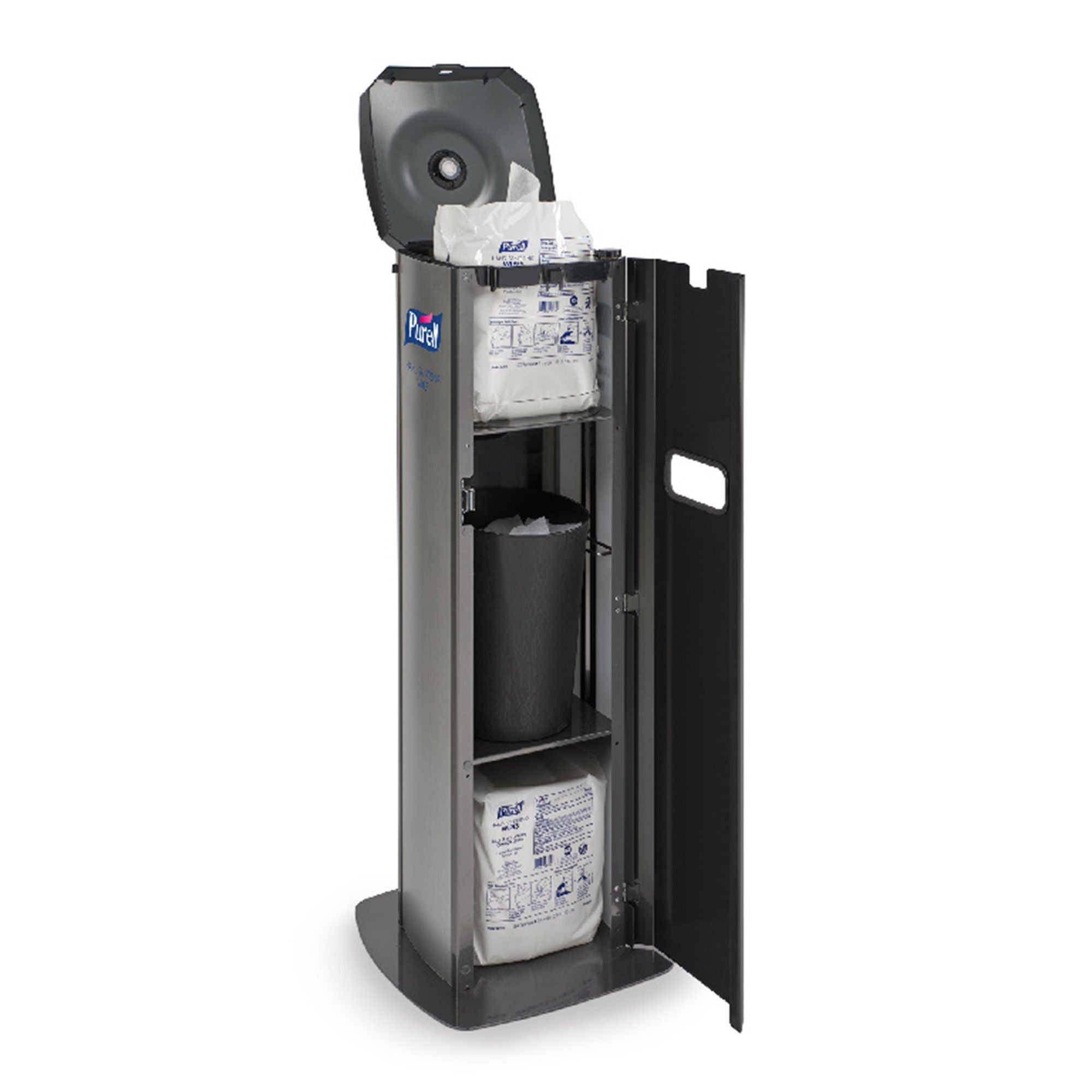 GOJO - 9114-01-SLVHSW Wipe Dispenser Purell® DS360 Gray Steel Manual Floor Stand