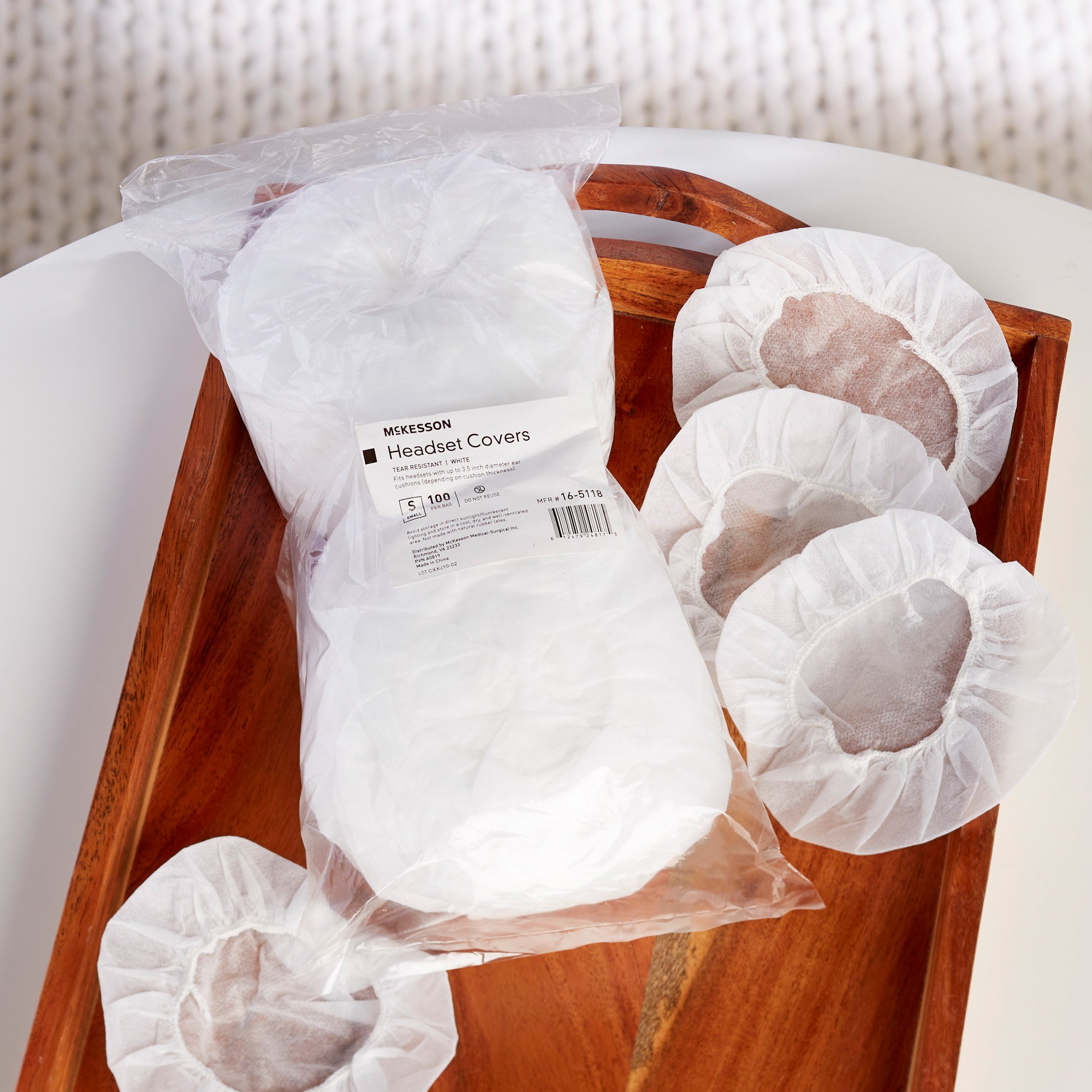 McKesson Brand 16-5118 - McKesson Sanitary Headset Cover, Small, White - 100/Bag, 1000/Case