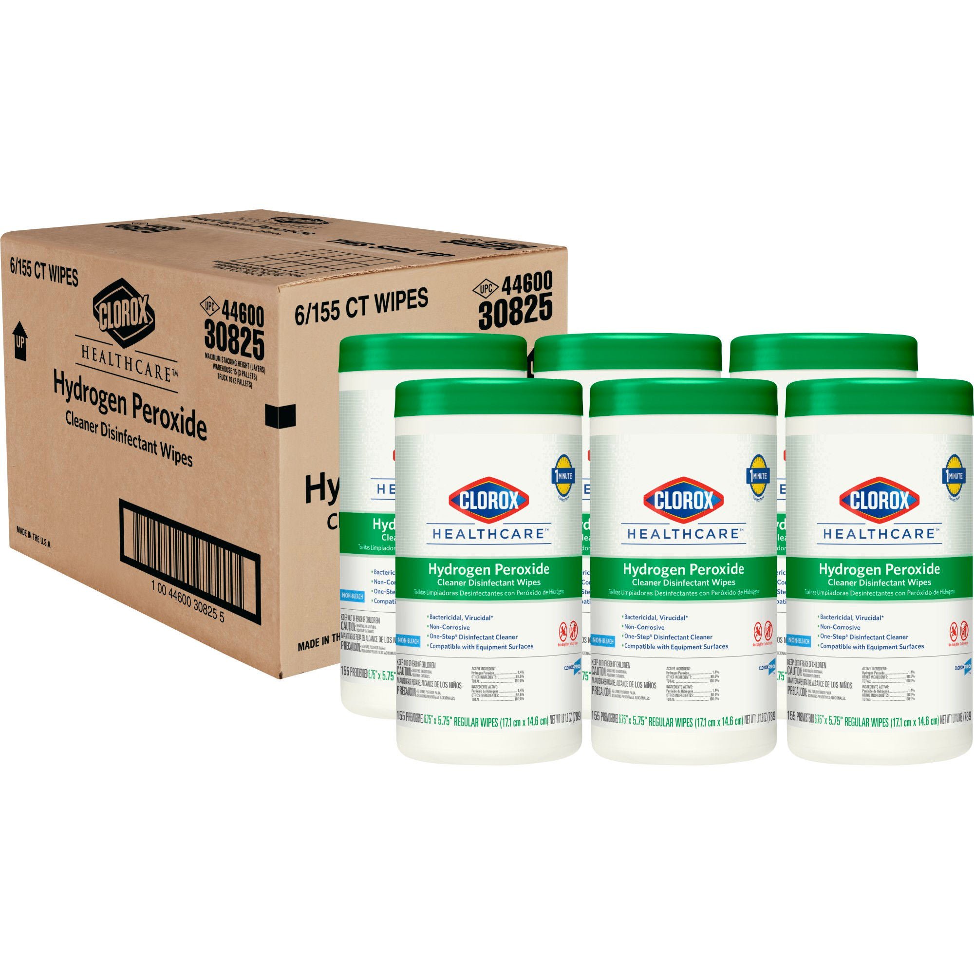 The Clorox Company - 30825 Clorox Healthcare® Hydrogen Peroxide Cleaner Disinfectant Wipes, Canister