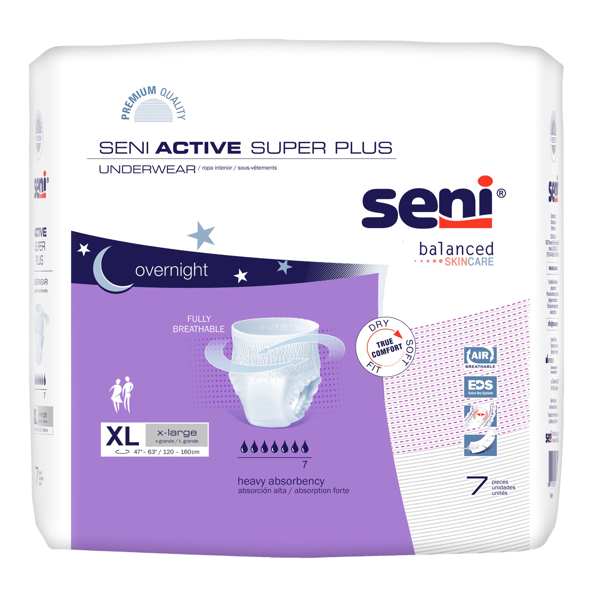 TZMO USA Inc S-XL07-AP1 - Seni® Active Super Plus Overnight Heavy Absorbent Underwear, Extra Large - 7/Pack, 28/Case