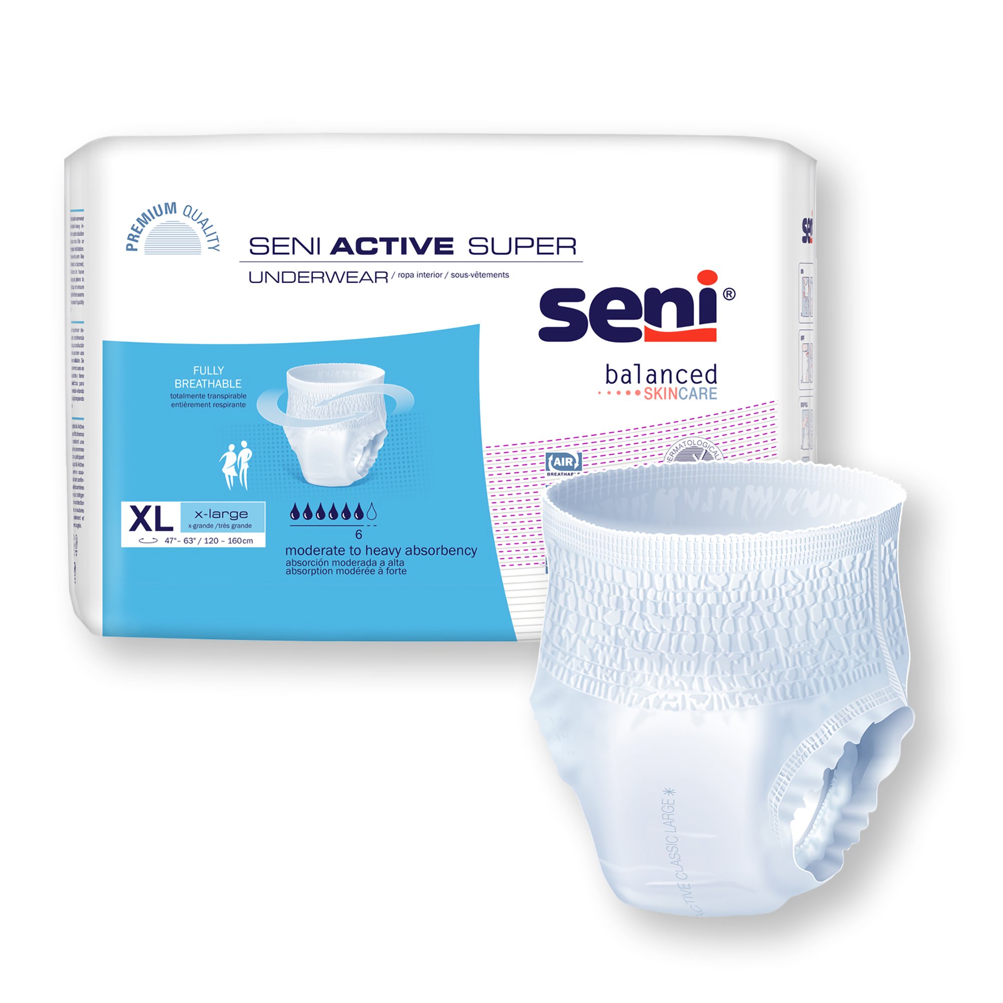 TZMO USA Inc S-XL14-AS1 - Seni® Active Super Moderate to Heavy Absorbent Underwear, Extra Large - 14/Pack, 56/Case