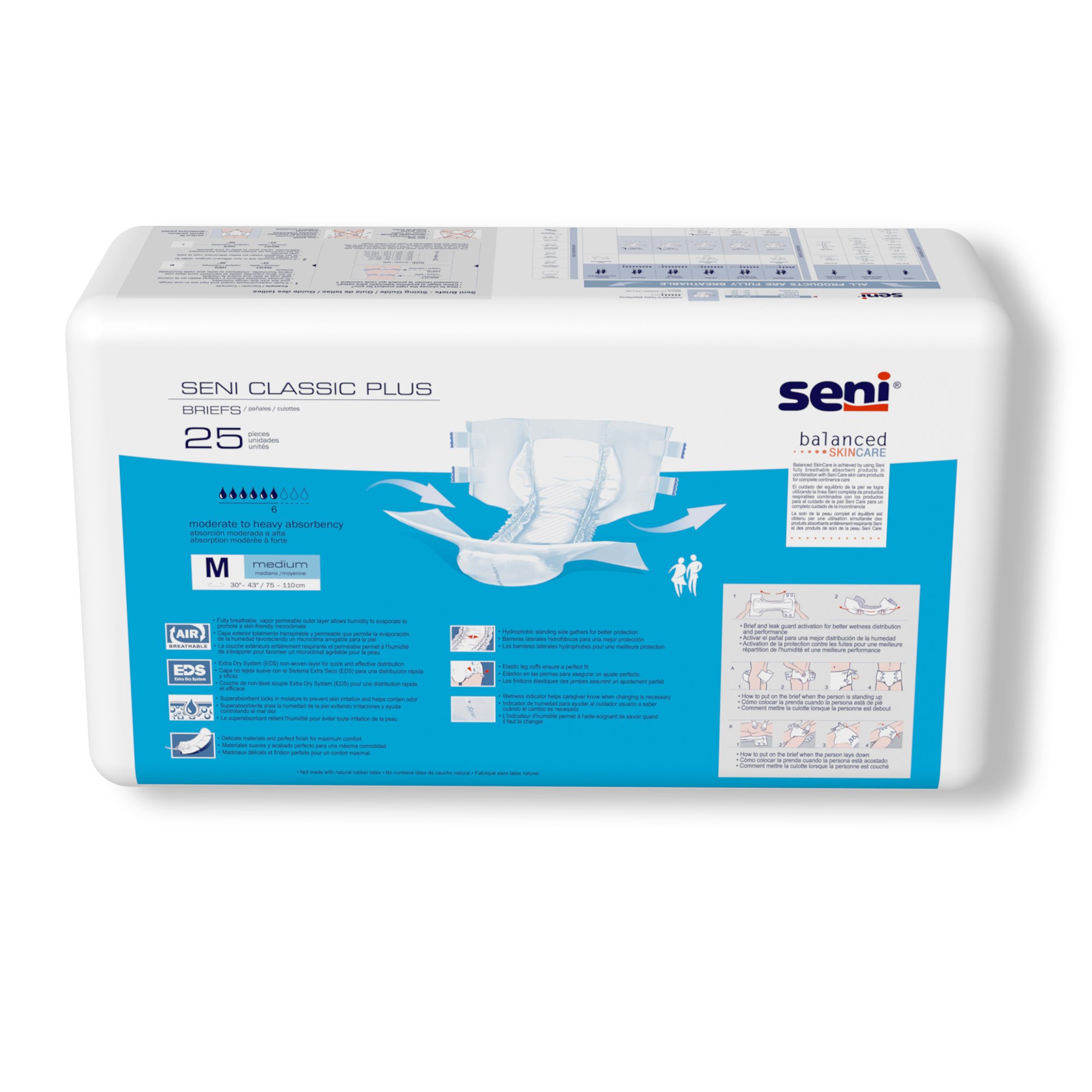 TZMO USA Inc S-ME25-BC2 - Seni® Classic Plus Moderate to Heavy Absorbency Incontinence Brief, Medium - 25/Pack, 100/Case