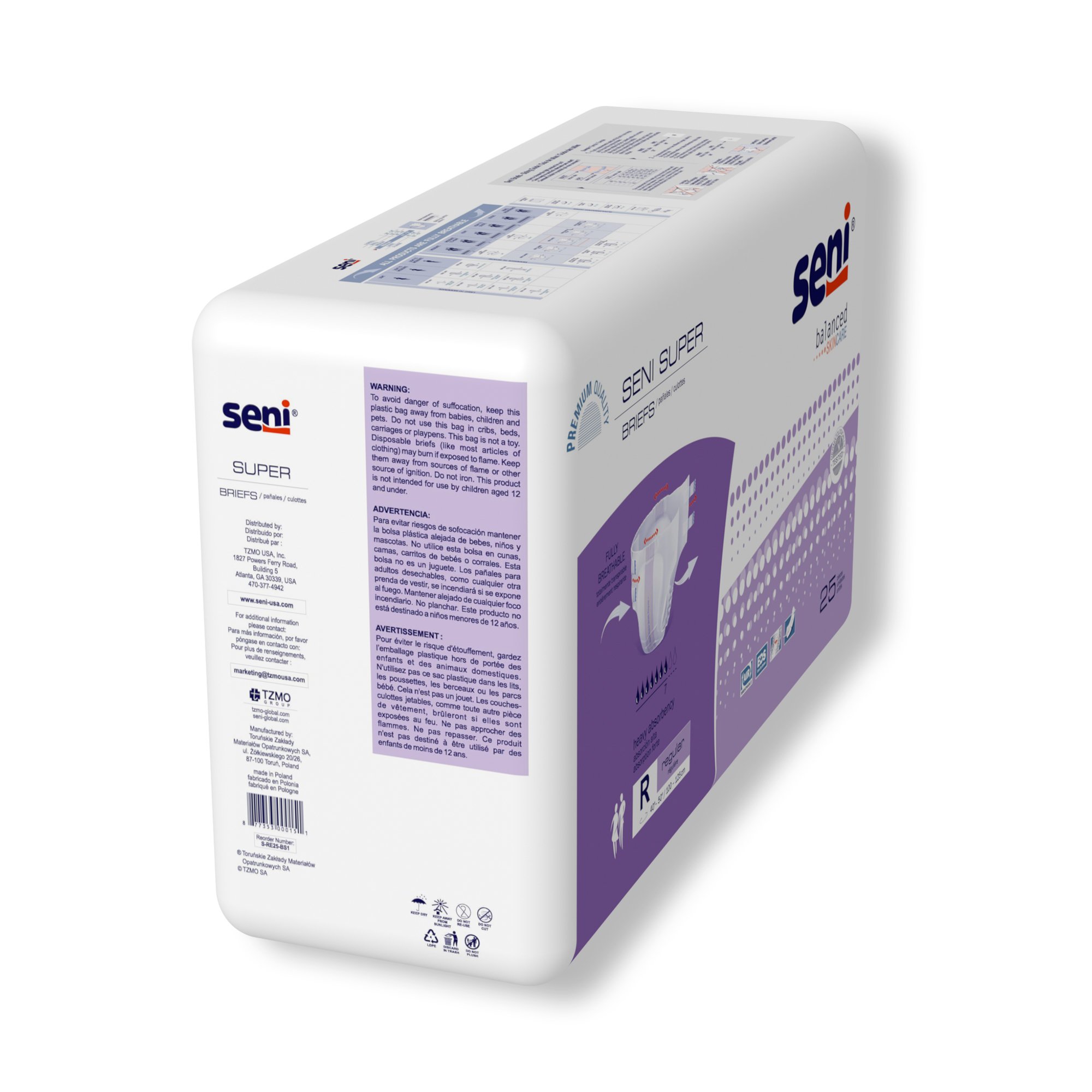 Seni Super Incontinence Brief S-RE25-BS1 by TZMO USA