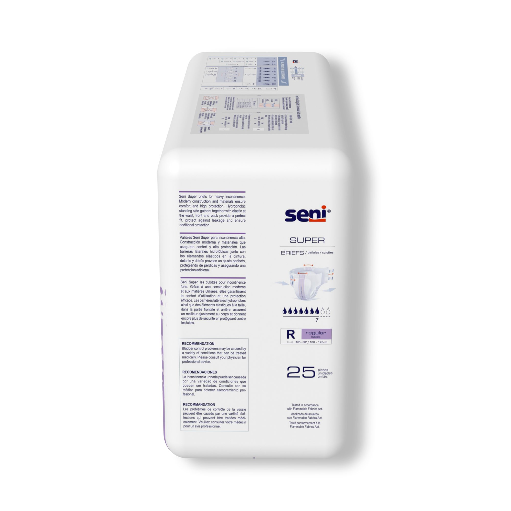 TZMO USA Inc S-RE25-BS1 - Seni® Super Heavy Absorbency Incontinence Brief, Regular - 25/Pack, 75/Case