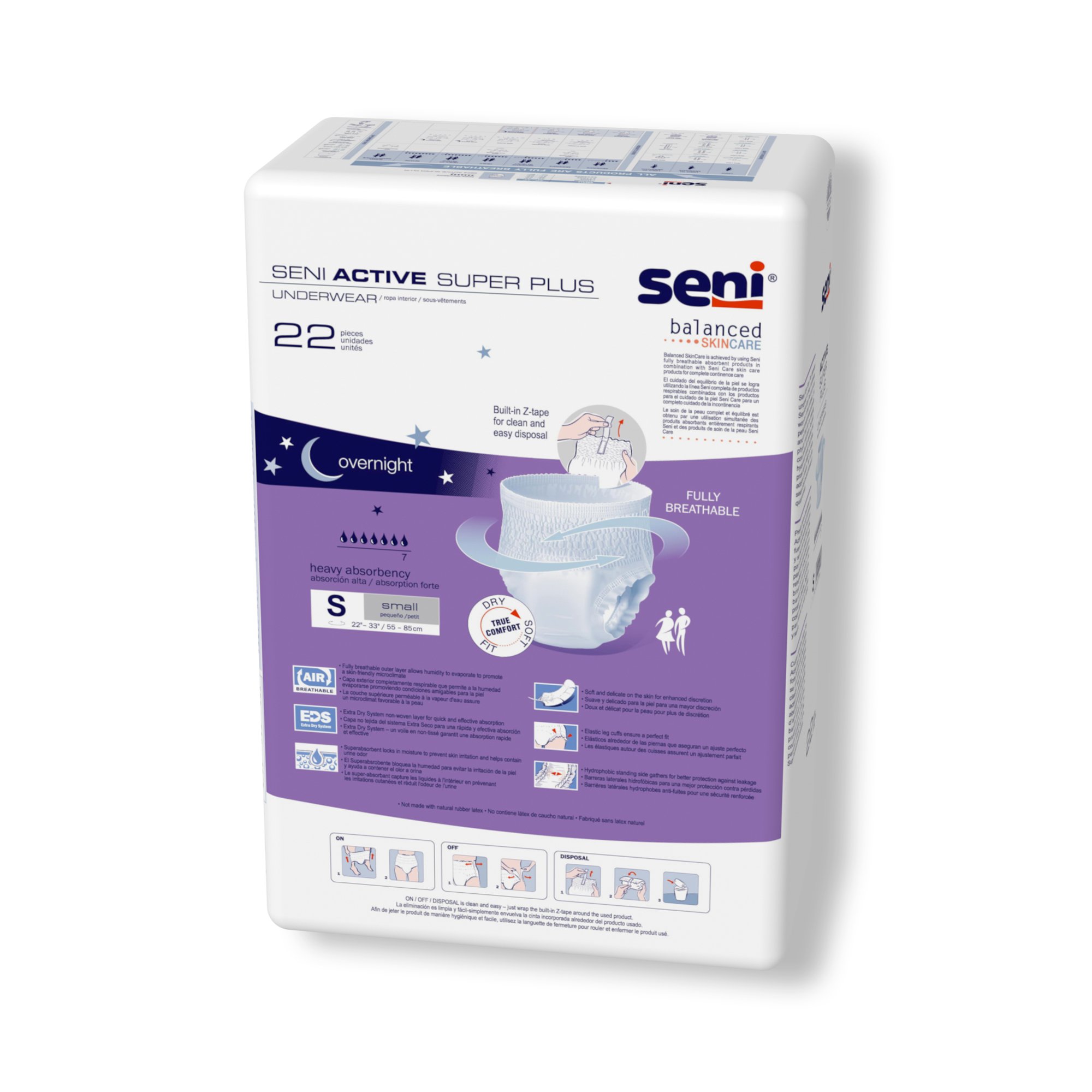 TZMO USA Inc S-SM22-AP1 - Seni® Active Super Plus Overnight Heavy Absorbent Underwear, Small - 22/Pack, 88/Case