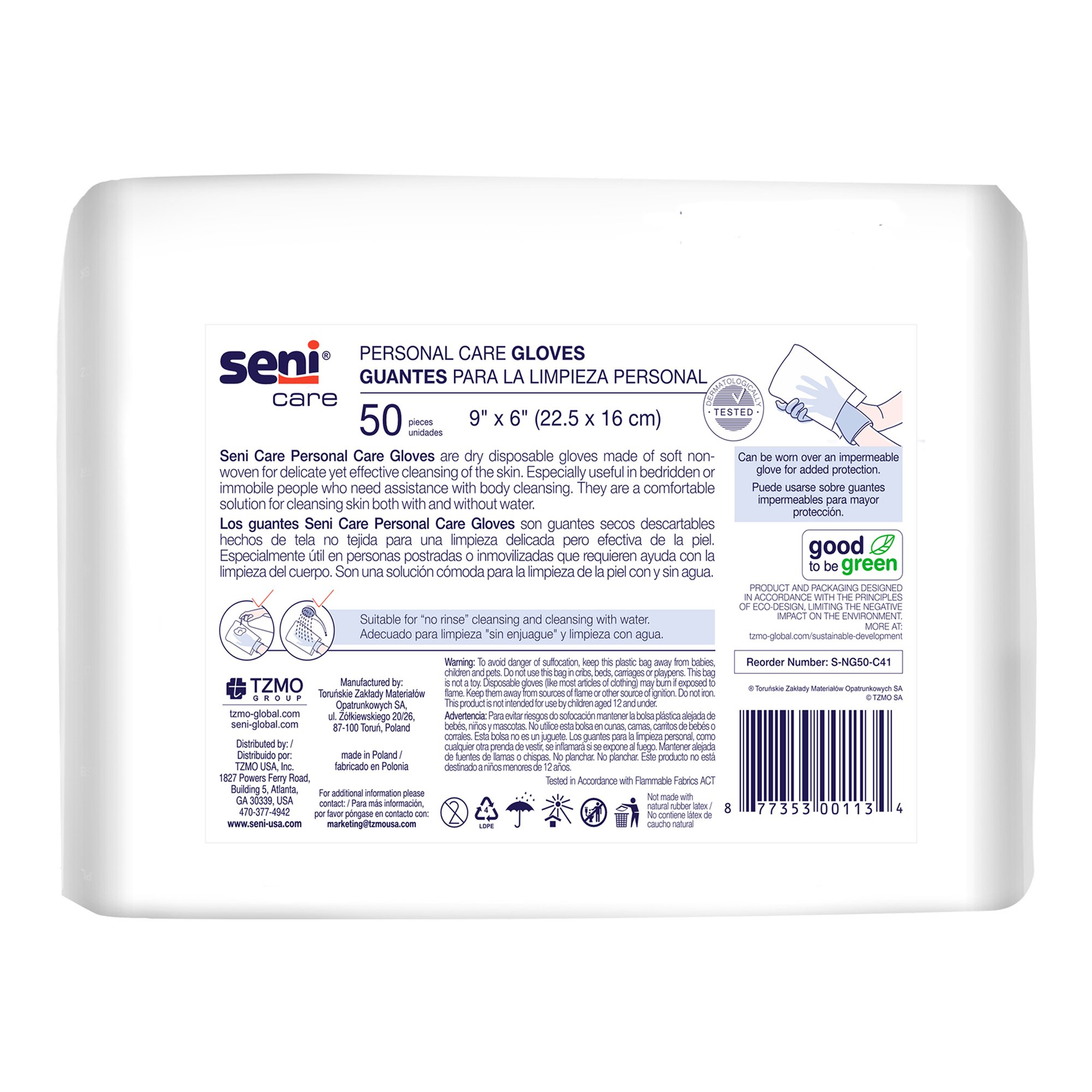 TZMO USA Inc - S-NG50-C41 Seni® Care Wash Glove
