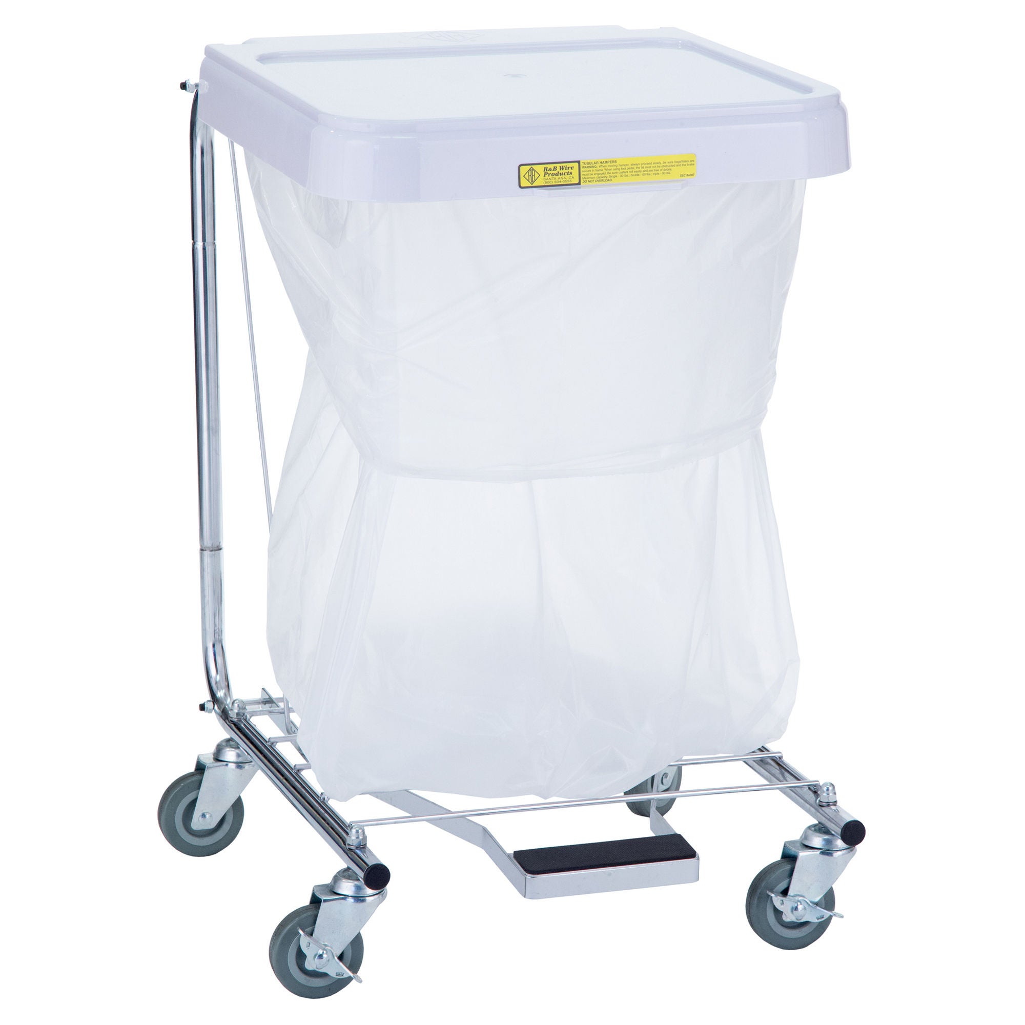 R & B Wire Products - 692/28 Hamper Stand Medium Duty Square Opening Foot Pedal Self-Closing Lid