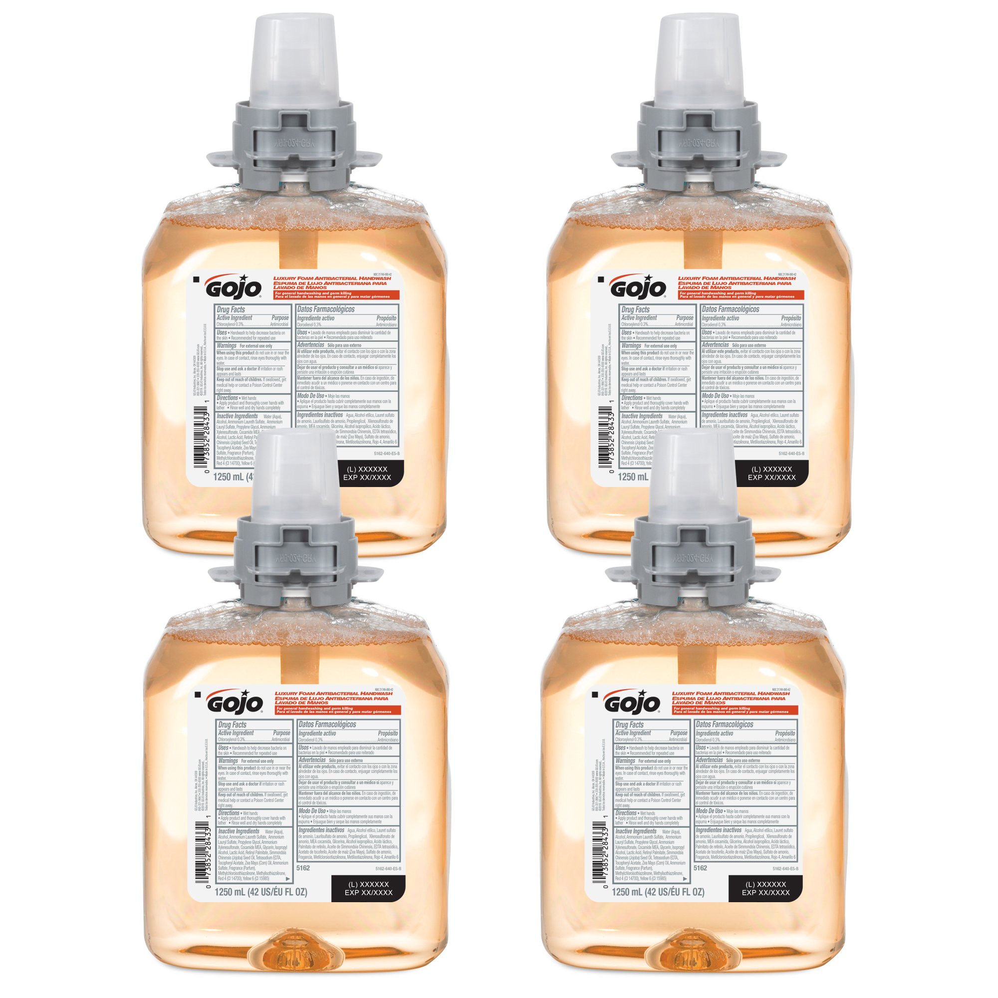 GOJO 5162-04 - Gojo® Luxury Foam Antibacterial Handwash, Refill Bottle - 4/Case