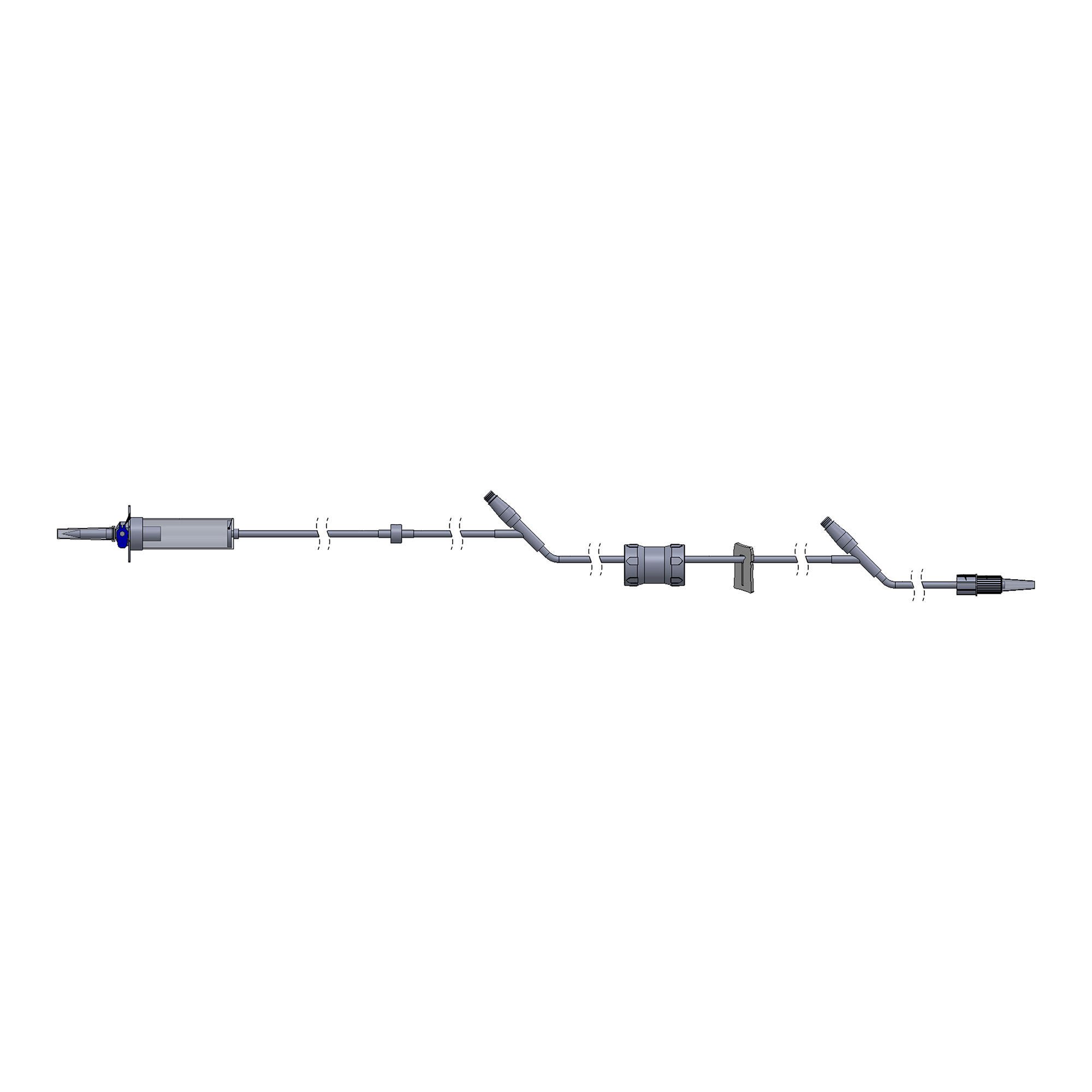 TrueCare Biomedix - TCBINF2NFRB Primary IV Administration Set TrueCare™ Gravity 2 Ports 10 Drops / mL Drip Rate 15 Micron Filter 100 Inch Tubing Solution Flow Regulator