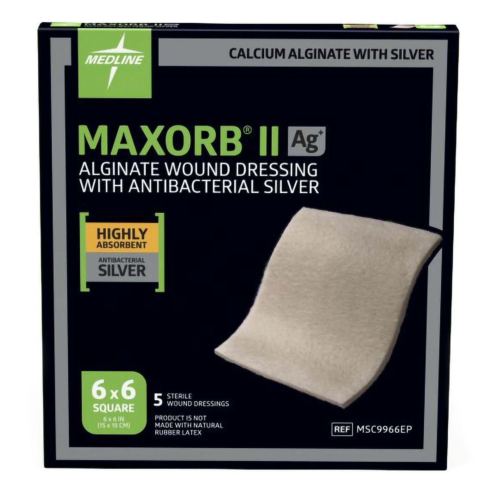 Medline - MSC9966EP Silver Alginate Dressing Maxorb® II Square Sterile