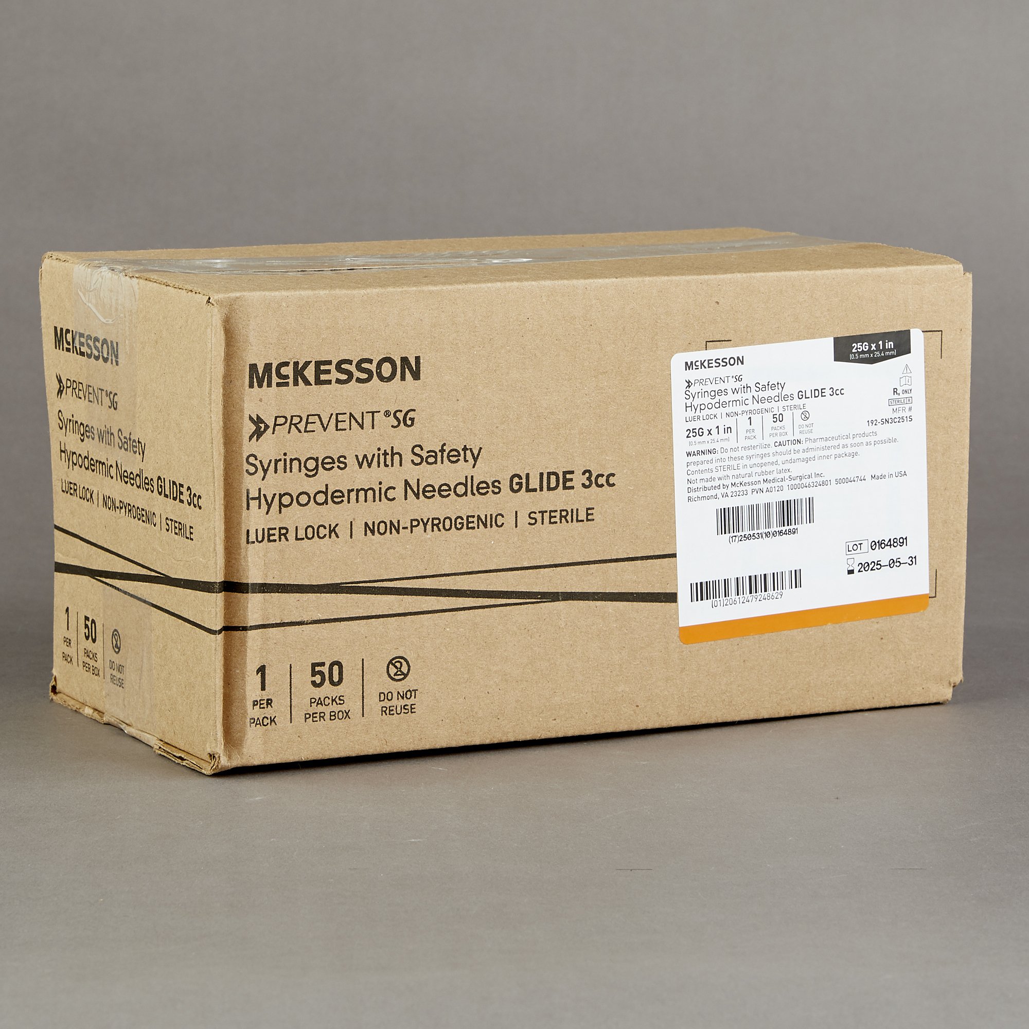 McKesson Prevent SG Safety Hypodermic Syringe with Needle 306619 by McKesson Brand