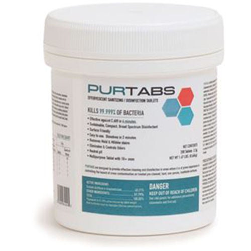 Market Lab Inc - 23144 Surface Disinfectant PurTabs Broad Spectrum Dissolving Tablet 3.3 Gram Jar Scented NonSterile