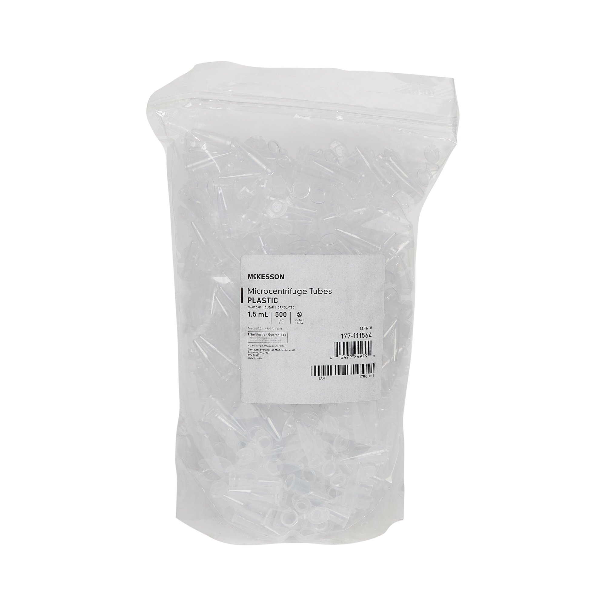 McKesson Brand 177-111564 - McKesson Conical Bottom Microcentrifuge Tube, 1.5 mL - 500/Bag, 10000/Case