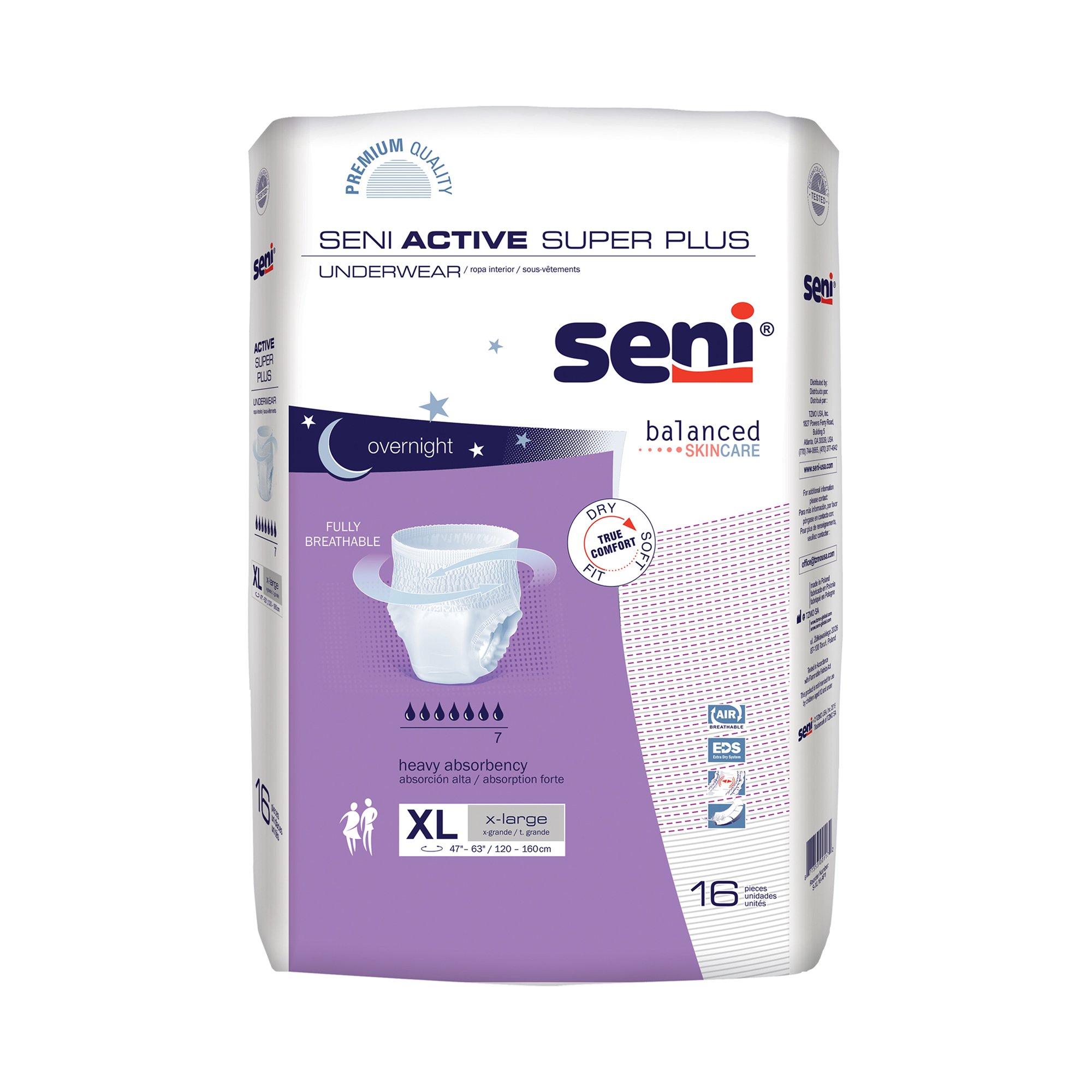 TZMO USA Inc - S-XL16-AP1 Seni® Active Super Plus Overnight Heavy Absorbent Underwear