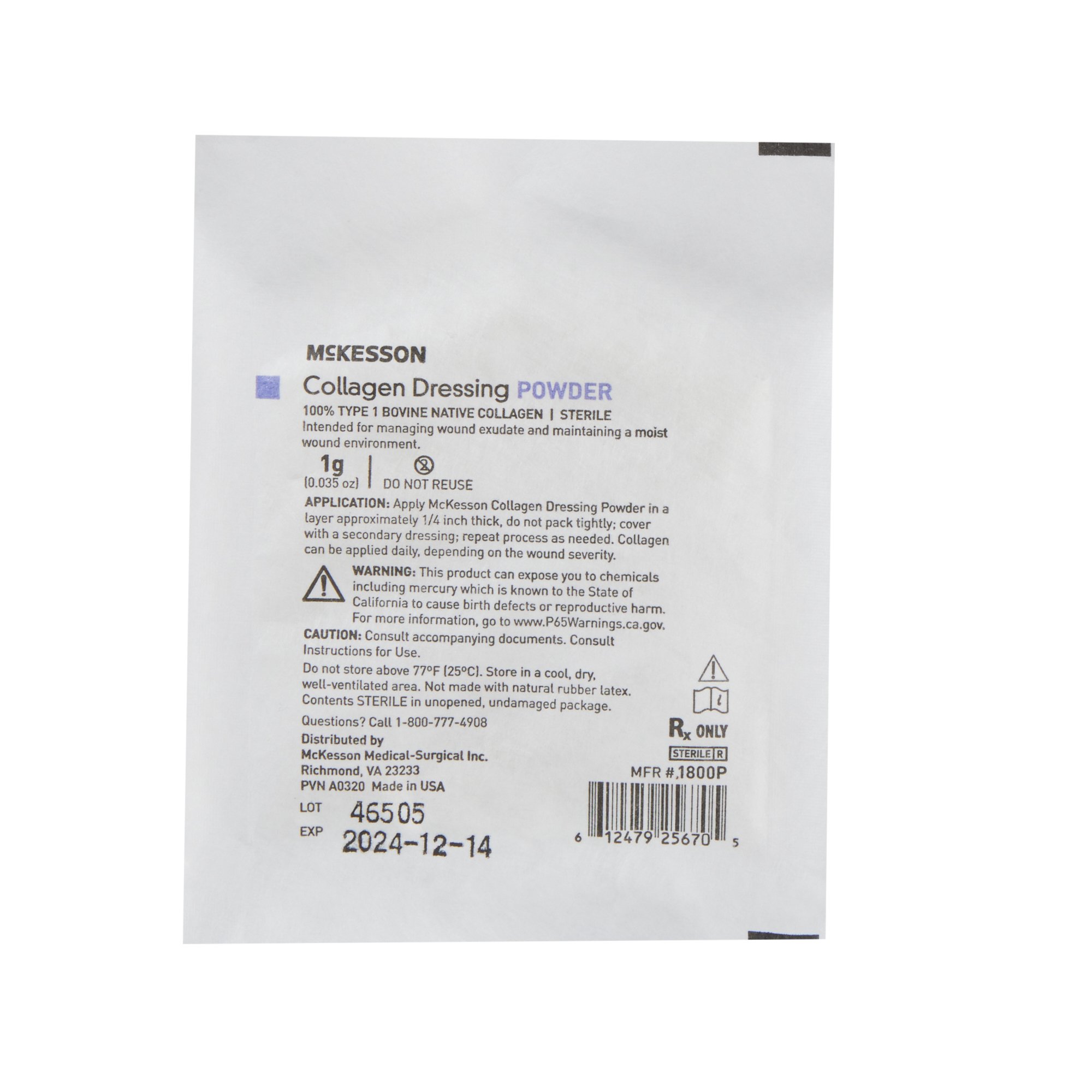 McKesson Brand 1800P - McKesson Collagen Dressing, 1 Gram - 1/Each, 10/Box, 100/Case