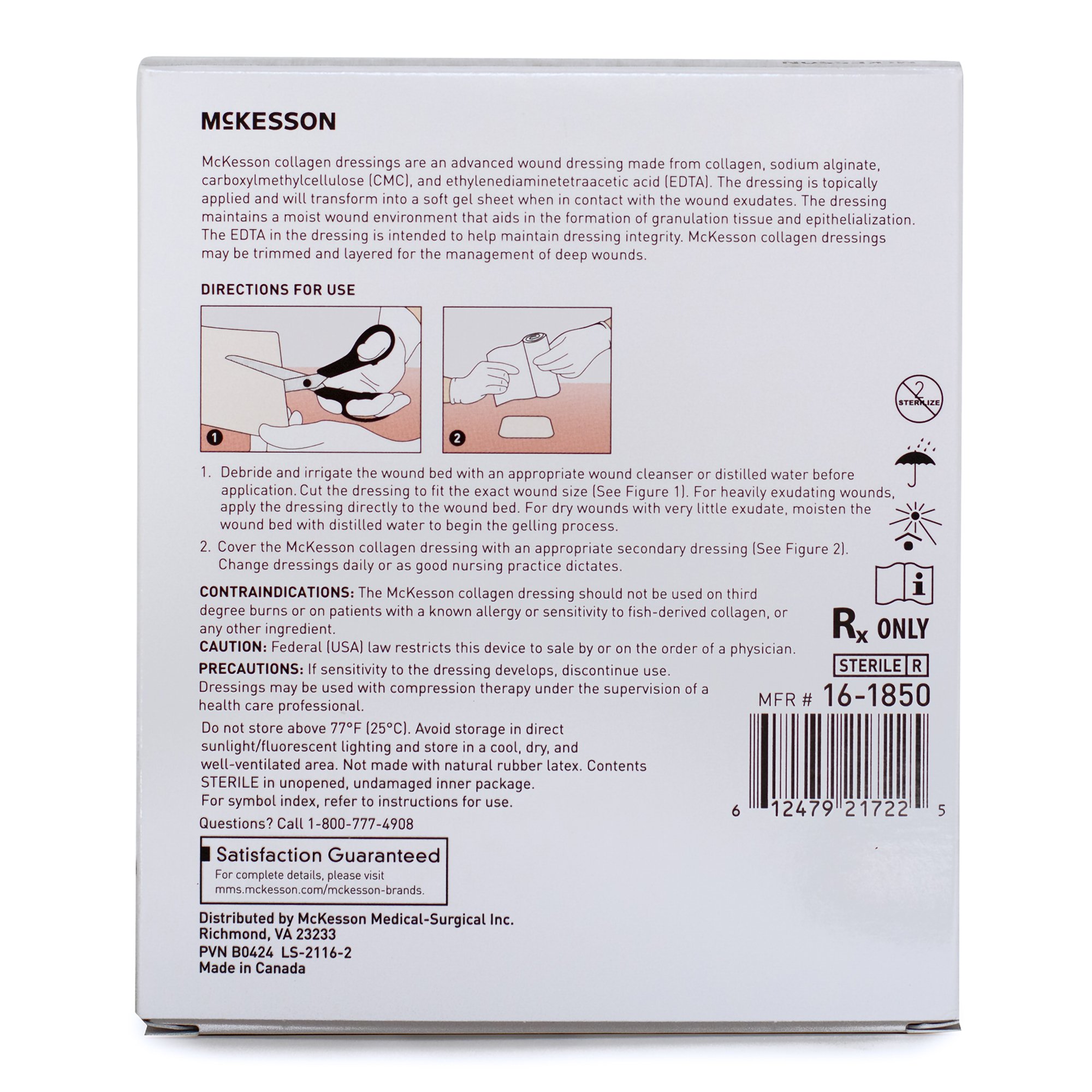 McKesson Brand 16-1850 - McKesson Collagen Dressing, 2 x 2 Inch - 1/Each, 10/Box, 100/Case