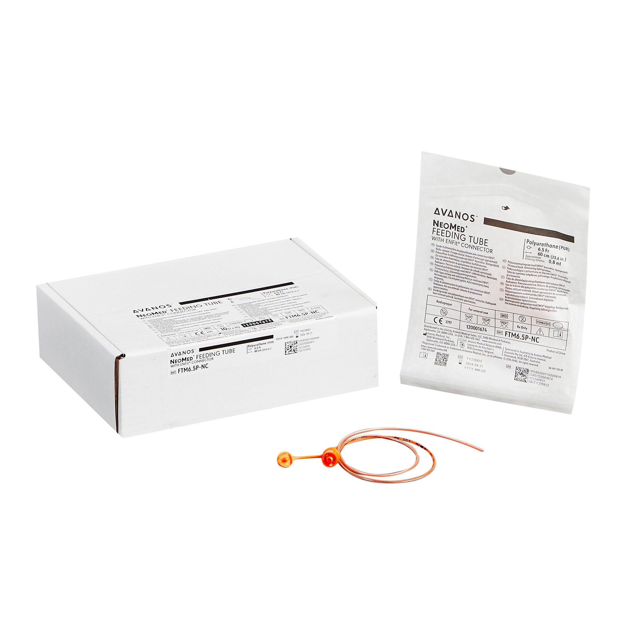 Avanos Medical Sales LLC - FTM6.5P-NC Nasogastric Feeding Tube NeoMed® 6.5 Fr. 60 cm Tube Polyurethane Sterile