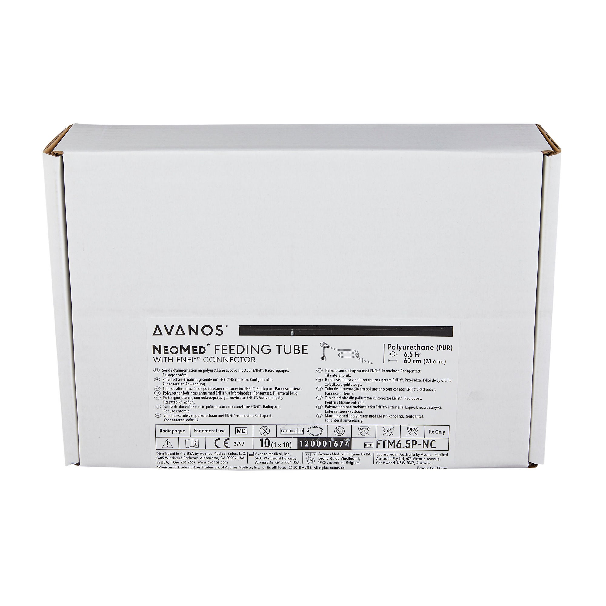 Avanos Medical Sales LLC - FTM6.5P-NC Nasogastric Feeding Tube NeoMed® 6.5 Fr. 60 cm Tube Polyurethane Sterile