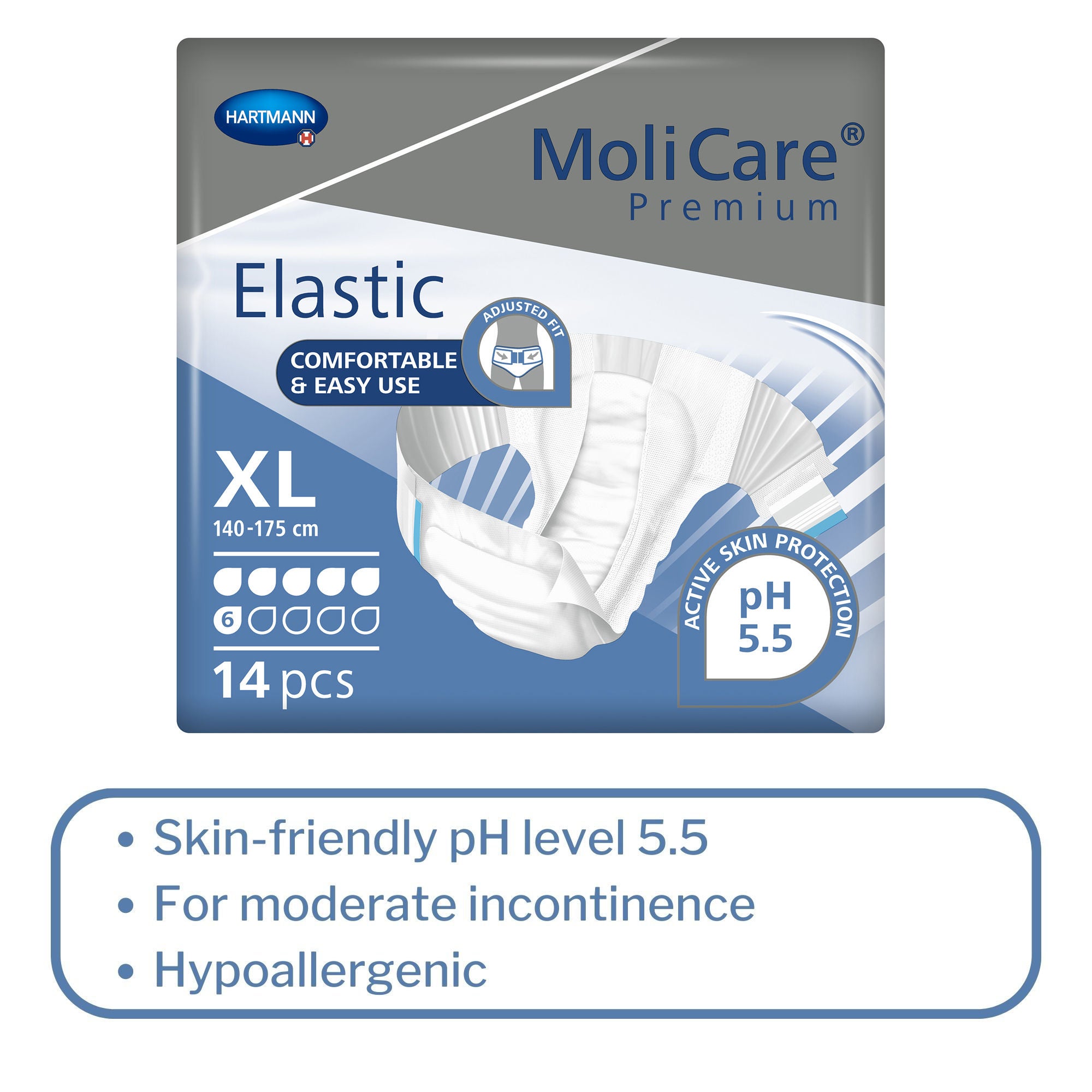MoliCare Premium Elastic 6D Incontinence Brief 165274 by Hartmann