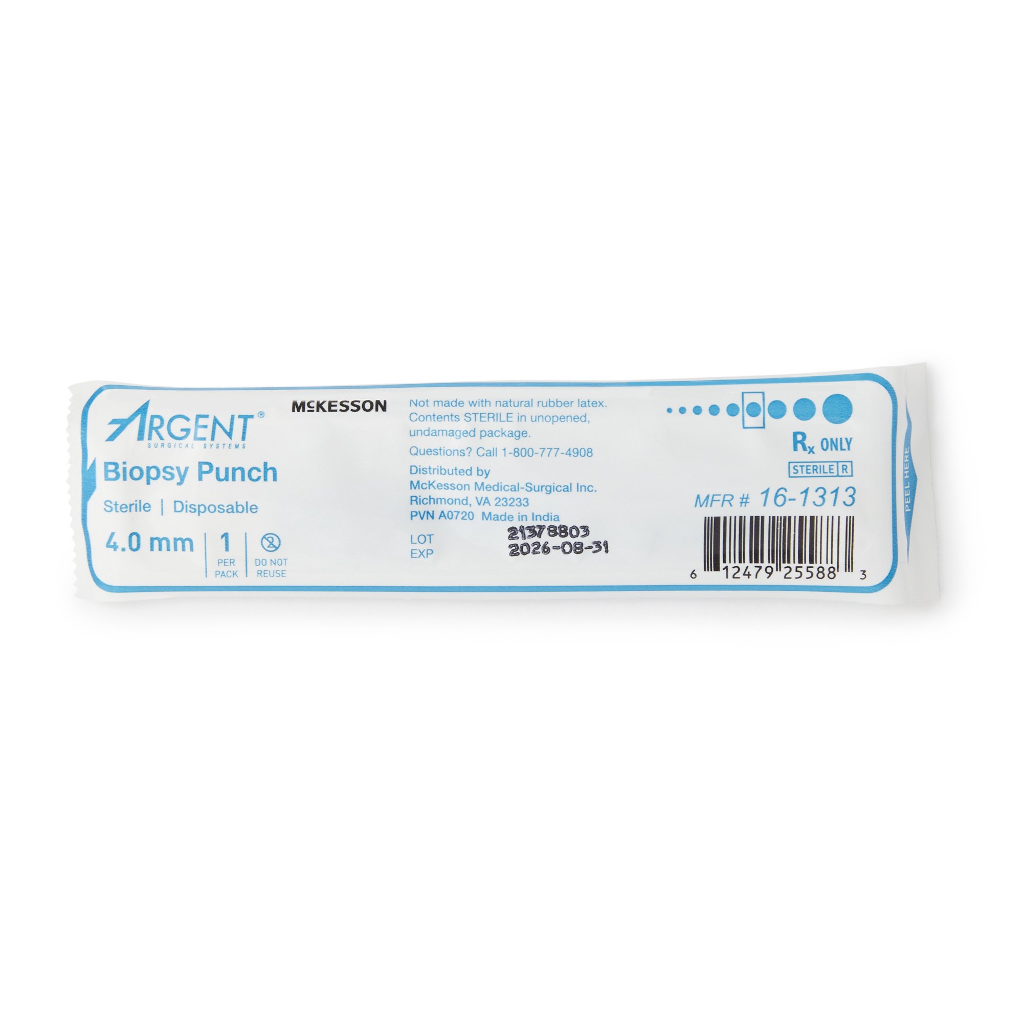 McKesson Brand 16-1313 - McKesson Argent™ Disposable Biopsy Punches, 4.0 mm - 1/Each, 25/Box, 100/Case