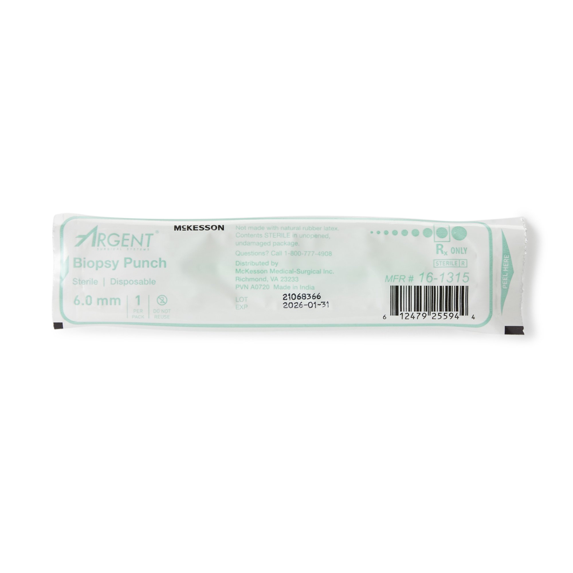 McKesson Brand 16-1315 - McKesson Argent™ Disposable Biopsy Punches, 6.0 mm - 1/Each, 25/Box, 100/Case