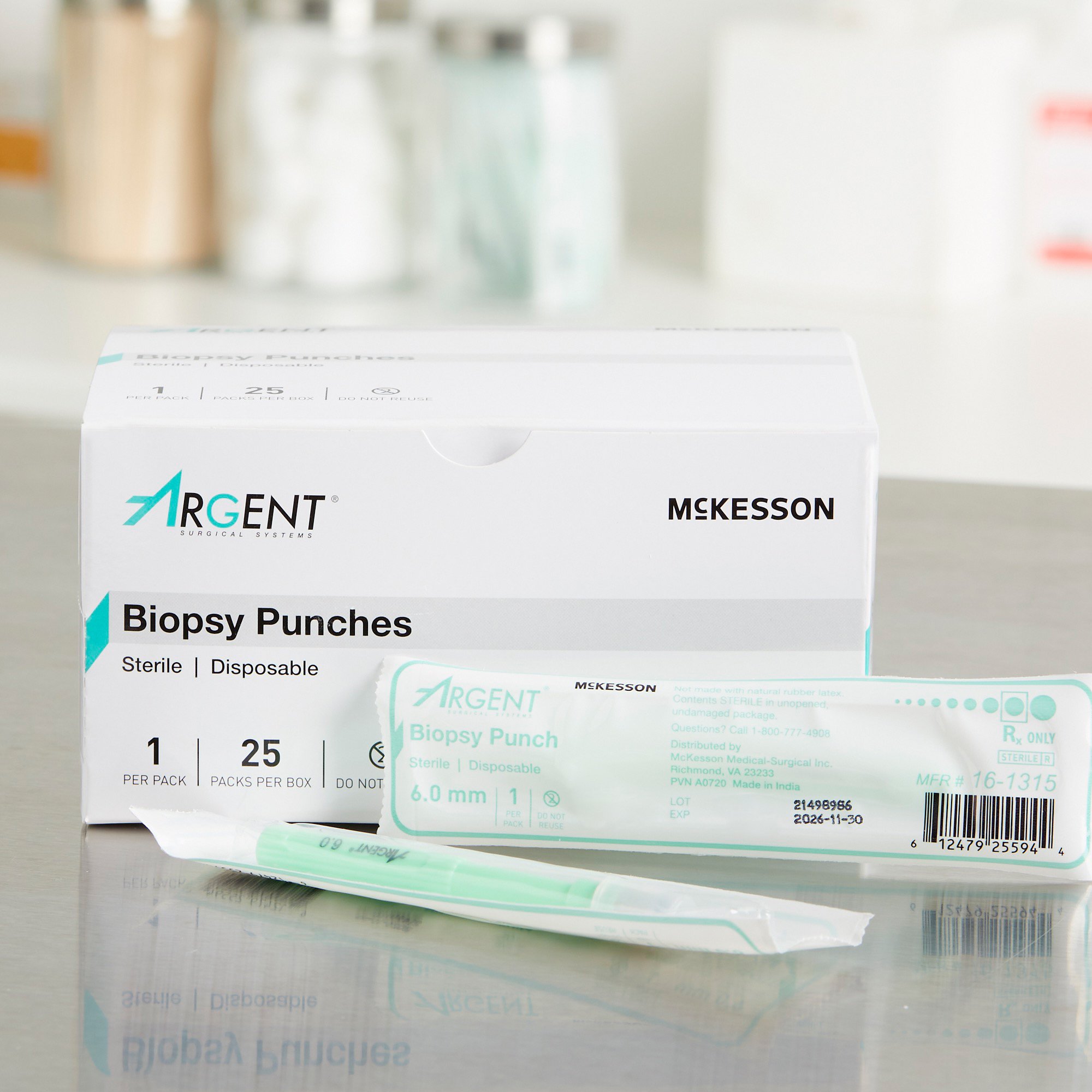 McKesson Brand 16-1315 - McKesson Argent™ Disposable Biopsy Punches, 6.0 mm - 1/Each, 25/Box, 100/Case