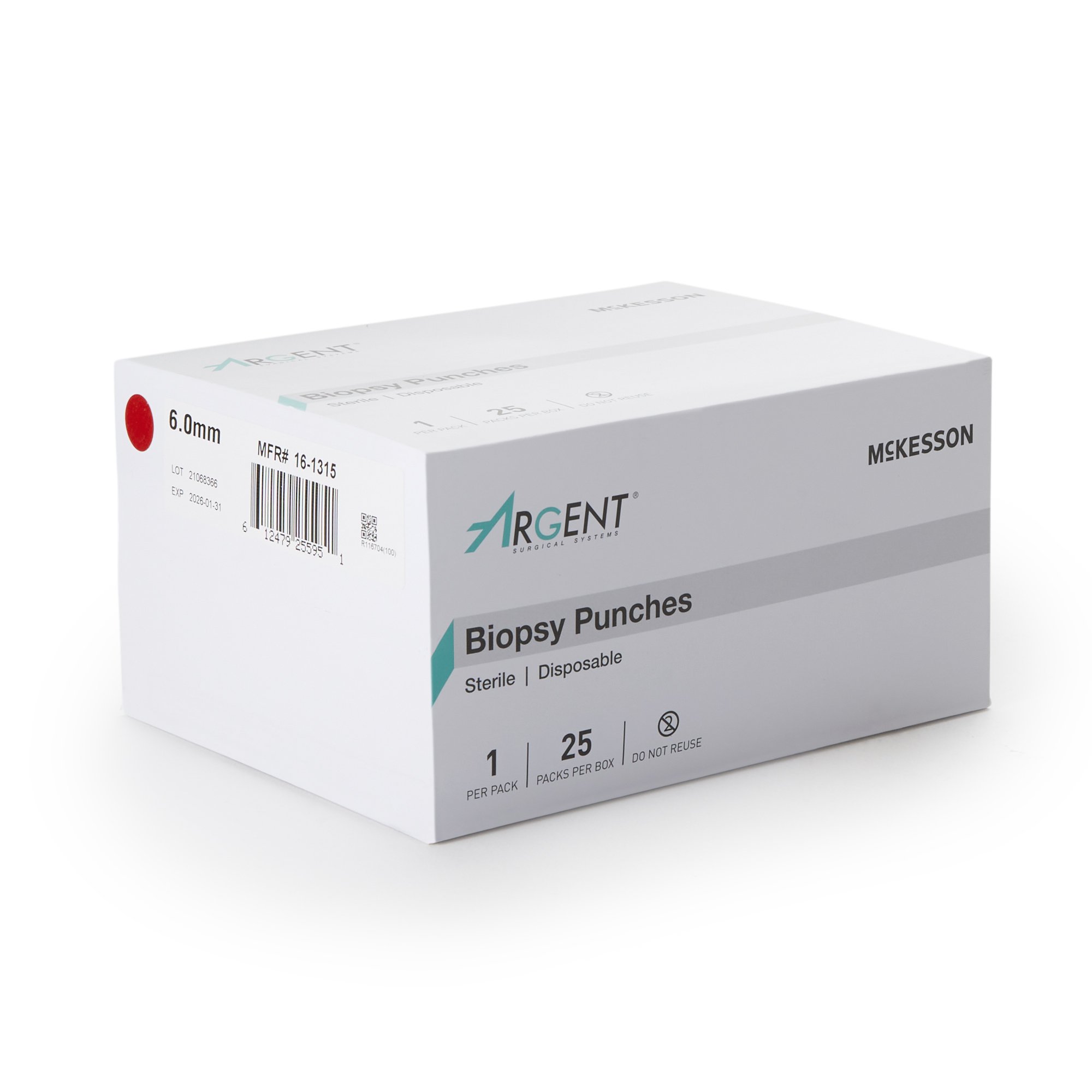 McKesson Brand 16-1315 - McKesson Argent™ Disposable Biopsy Punches, 6.0 mm - 1/Each, 25/Box, 100/Case