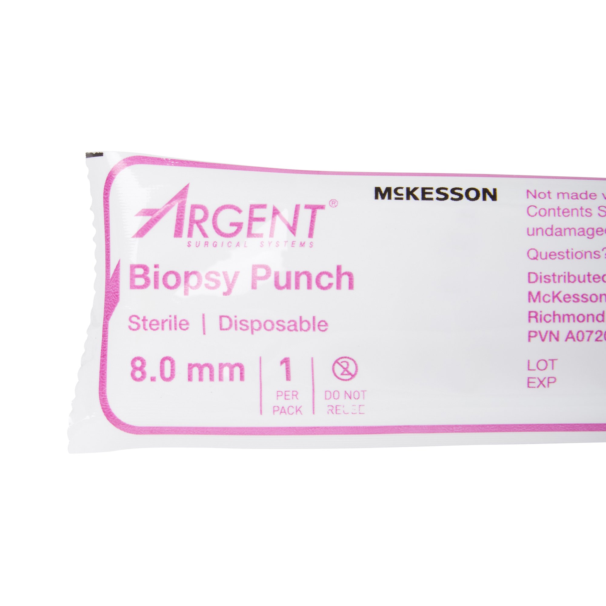 McKesson Brand 16-1316 - McKesson Argent™ Disposable Biopsy Punches, 8.0 mm - 1/Each, 25/Box, 100/Case