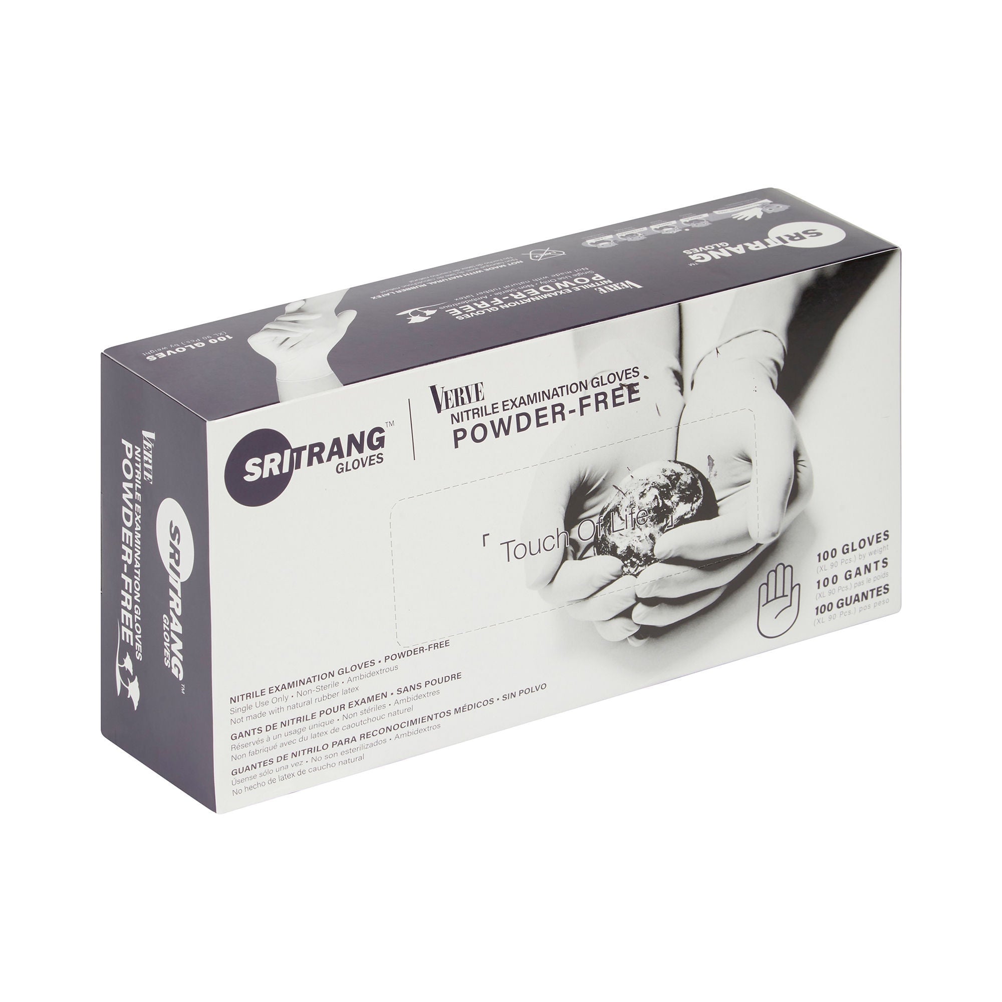McKesson Brand - 7027145 Exam Glove Touch of Life™ Large 100 per Box NonSterile Nitrile Standard Cuff Length Textured Fingertips Black Chemo Tested / Fentanyl Tested