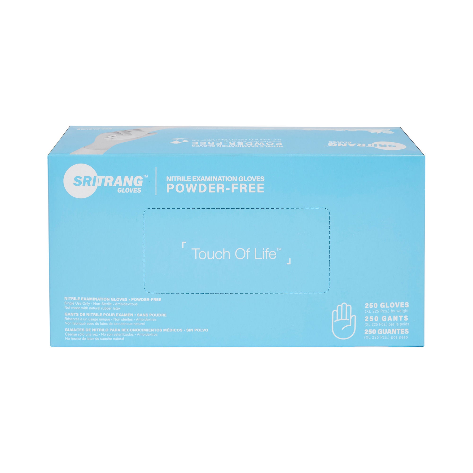 McKesson Brand - 7025431 Exam Glove Touch of Life™ Large 250 per Box NonSterile Nitrile Standard Cuff Length Textured Fingertips Blue Chemo Tested