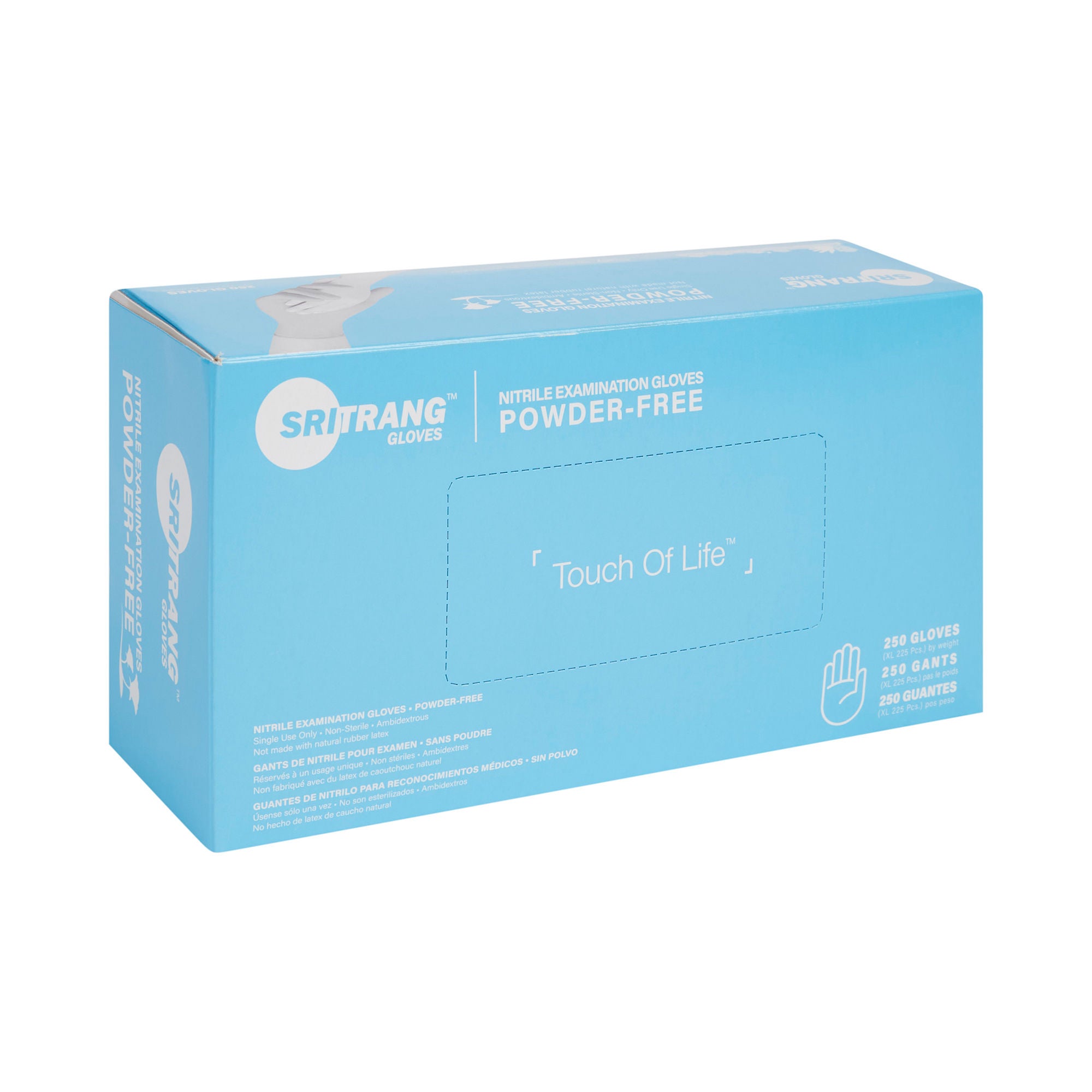 McKesson Brand - 7025431 Exam Glove Touch of Life™ Large 250 per Box NonSterile Nitrile Standard Cuff Length Textured Fingertips Blue Chemo Tested