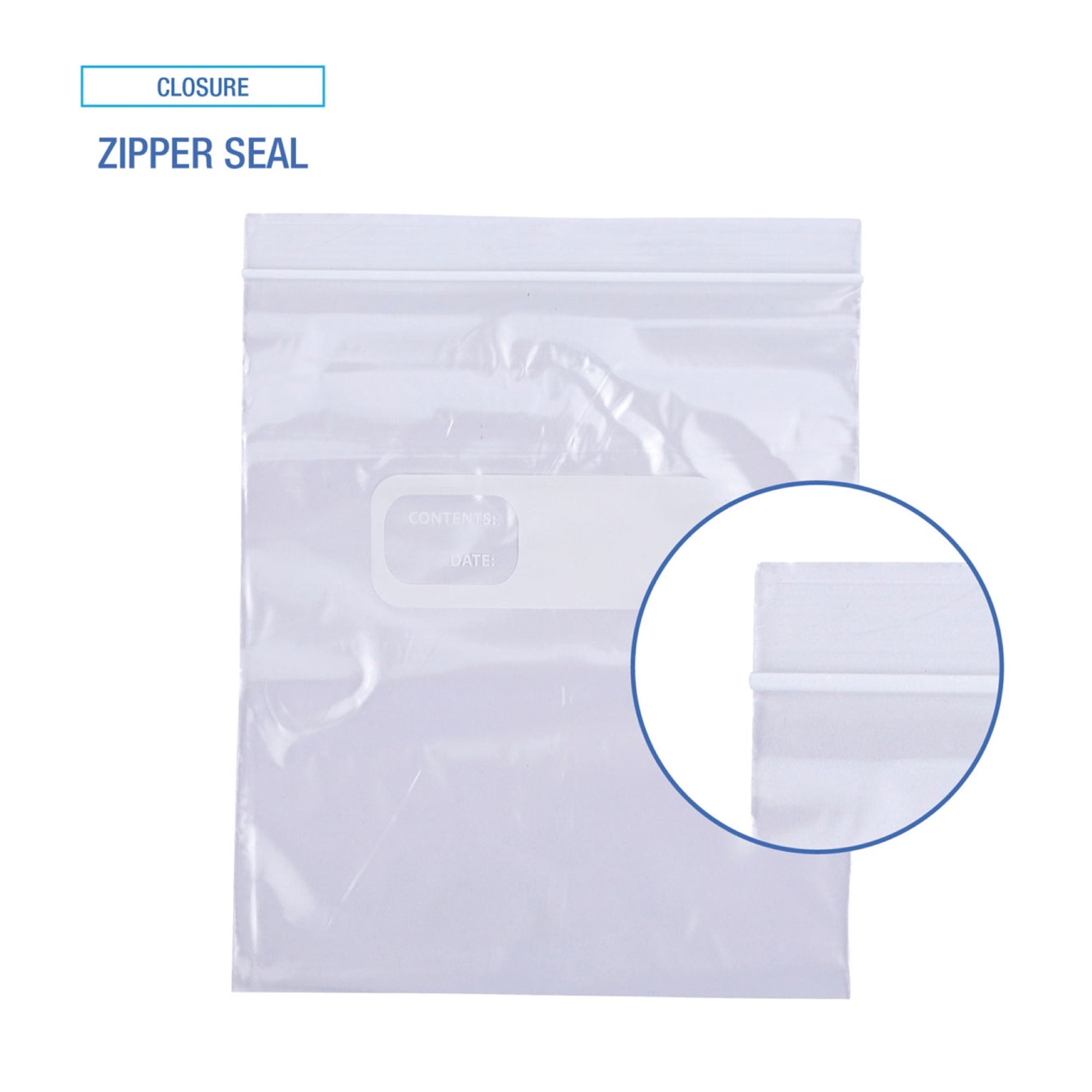 Essendant Co-United Stationers - BWKQUARTBAG Reclosable Bag Boardwalk® 7 X 8 Inch Plastic Clear / White Block Zipper Closure