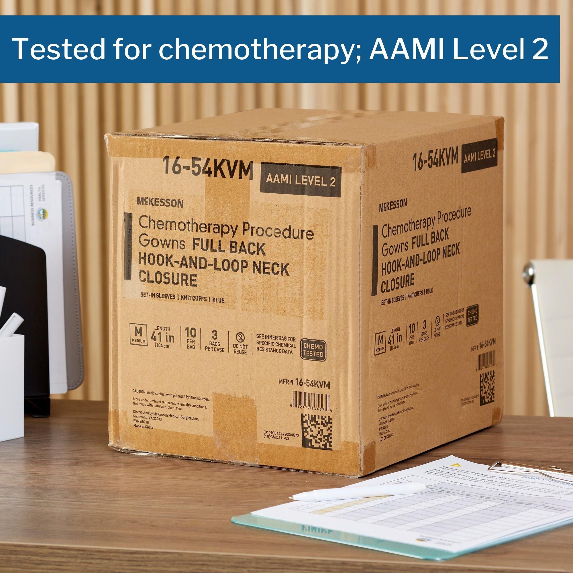 McKesson Brand - 16-54KVM McKesson Full Back Chemotherapy Procedure Gown